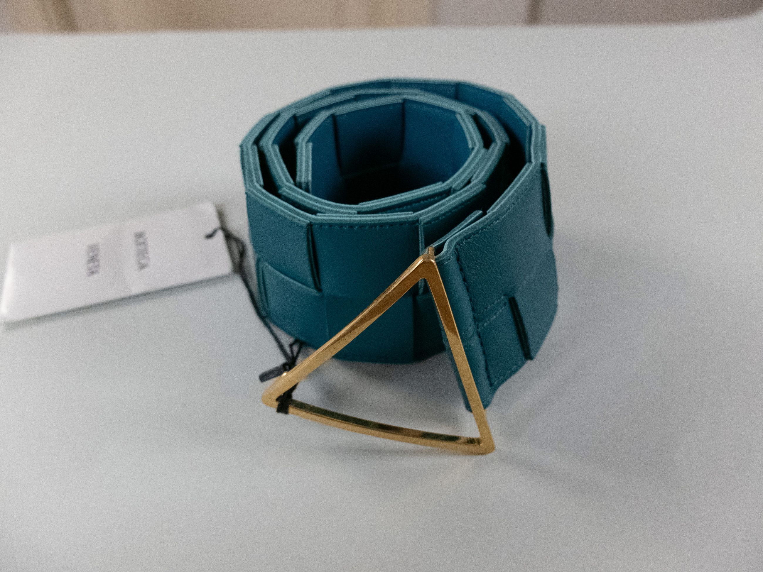 Bottega Veneta BOTTEGA VENETA blue intrecciato woven triangle belt 75 Size ONE SIZE - 4 Thumbnail