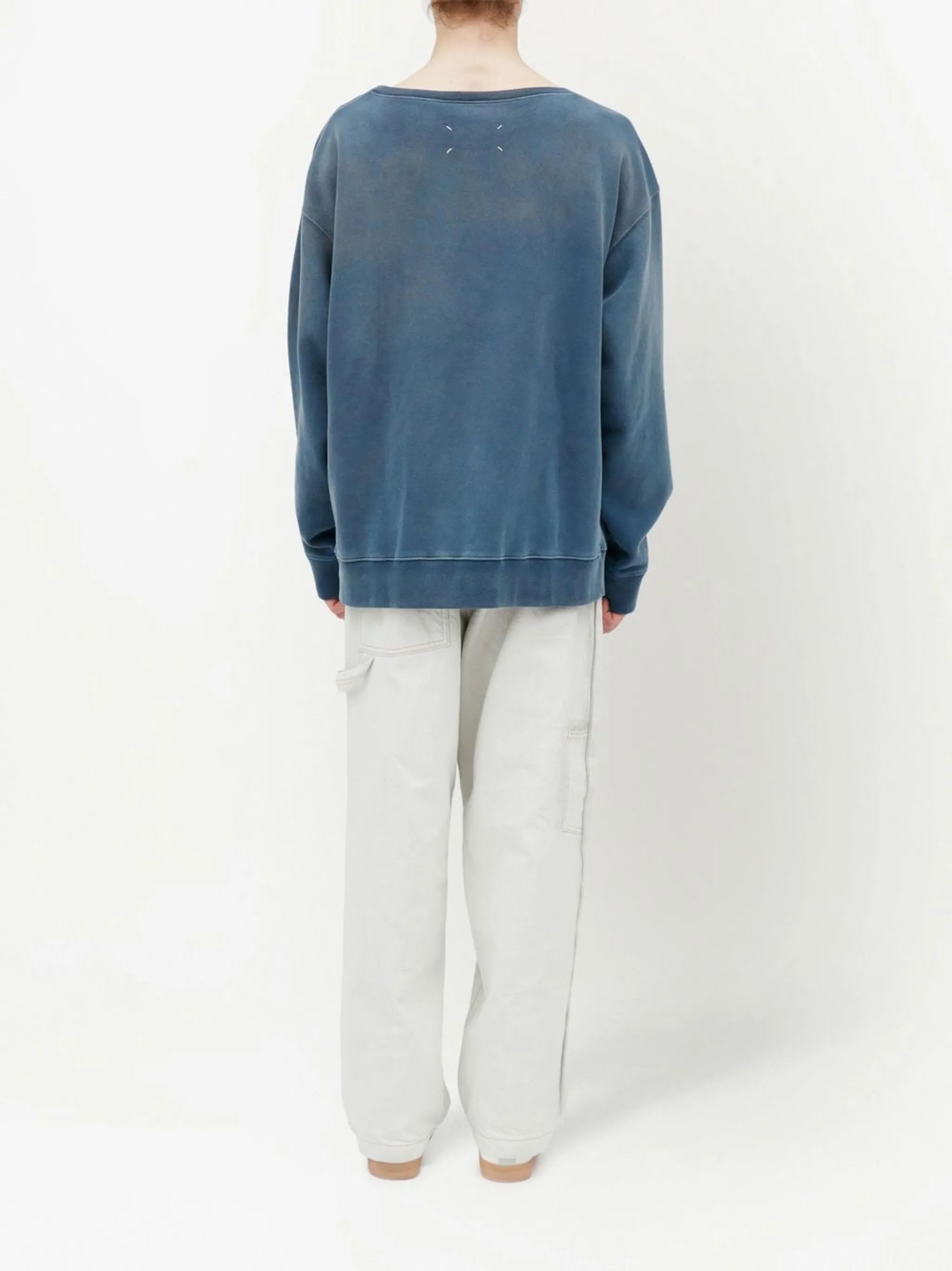 Maison Margiela oc11z0825 Logo-print Organic Cotton Sweatshirt in Blue Size M / US 6-8 / IT 42-44 - 4 Thumbnail