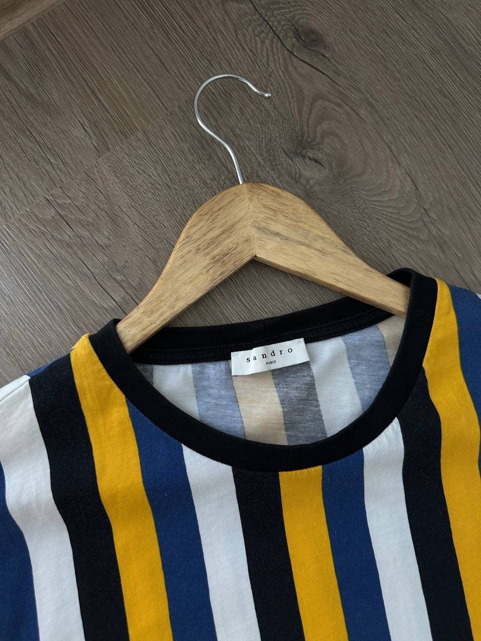 Sandro × Vintage Vintage Sandro Stripeded Yellow T-Shirt Size US S / EU 44-46 / 1 - 9 Thumbnail
