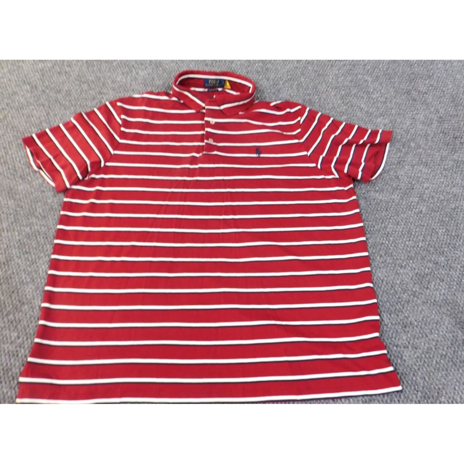 Polo Ralph Lauren Polo Ralph Lauren Polo Shirt Mens XL Red Striped Knit Classic Fit Stretch Logo Short Sleeve Golf Regular Mens Size US XL / EU 56 / 4 - 2 Thumbnail