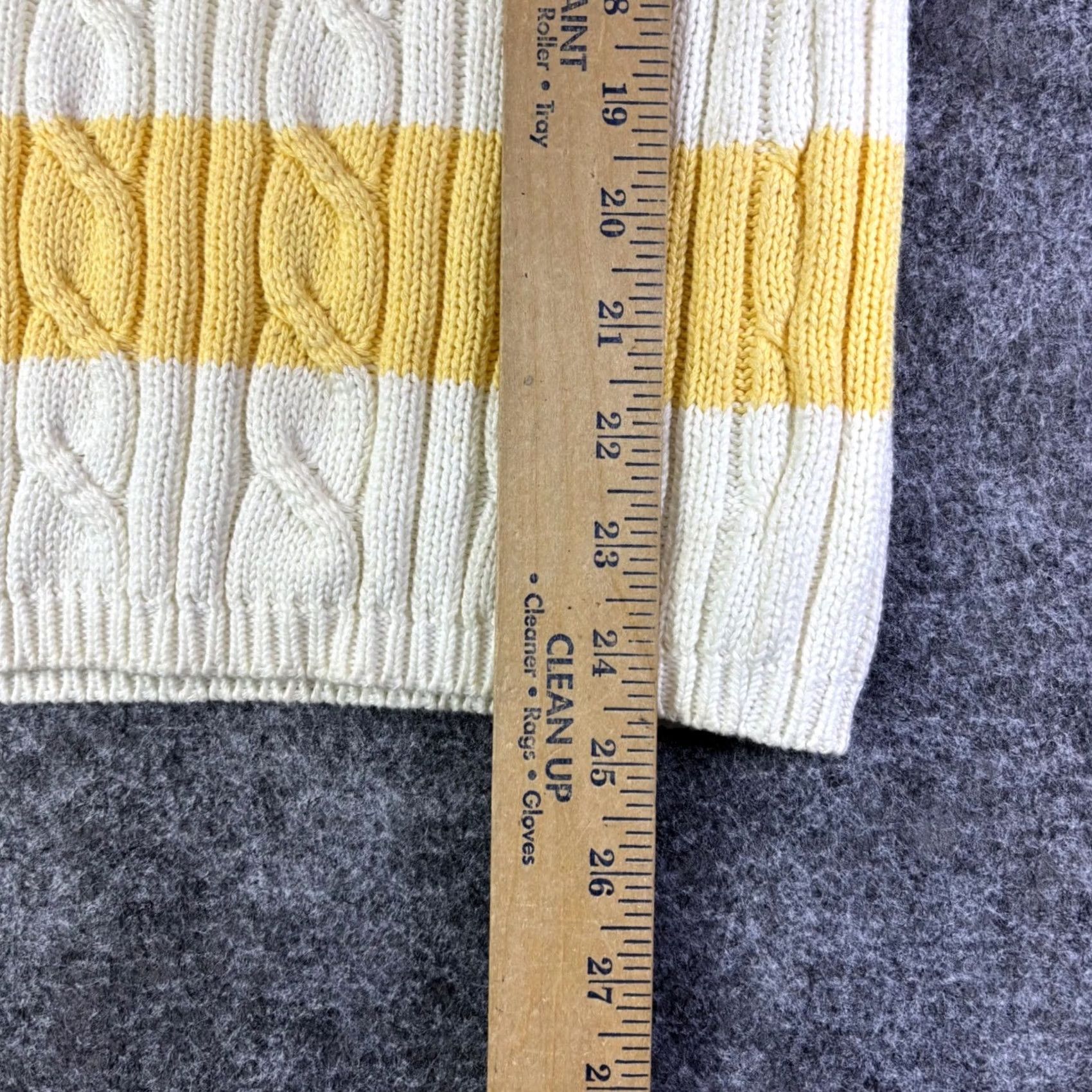 Liz Claiborne Liz Claiborne Yellow White Stripe Cable Knit Sweater Pullover Top Women's M Shirt/Top Pullover Knit Crew Neck Long Sleeve Casual Vintage: No Size M / US 6-8 / IT 42-44 - 4 Thumbnail