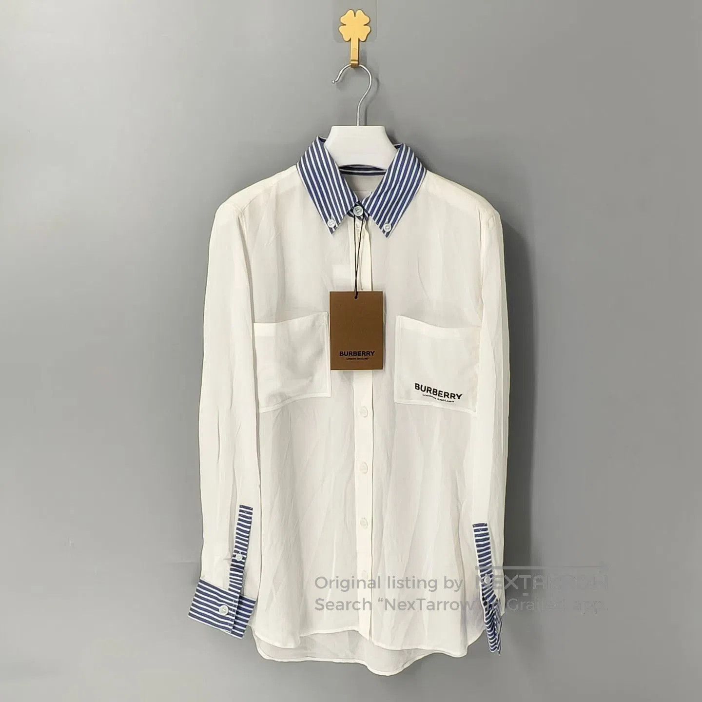 Burberry Burberry Solid Color Striped Shirt| Size S / US 4 / IT 40 - 1 Thumbnail