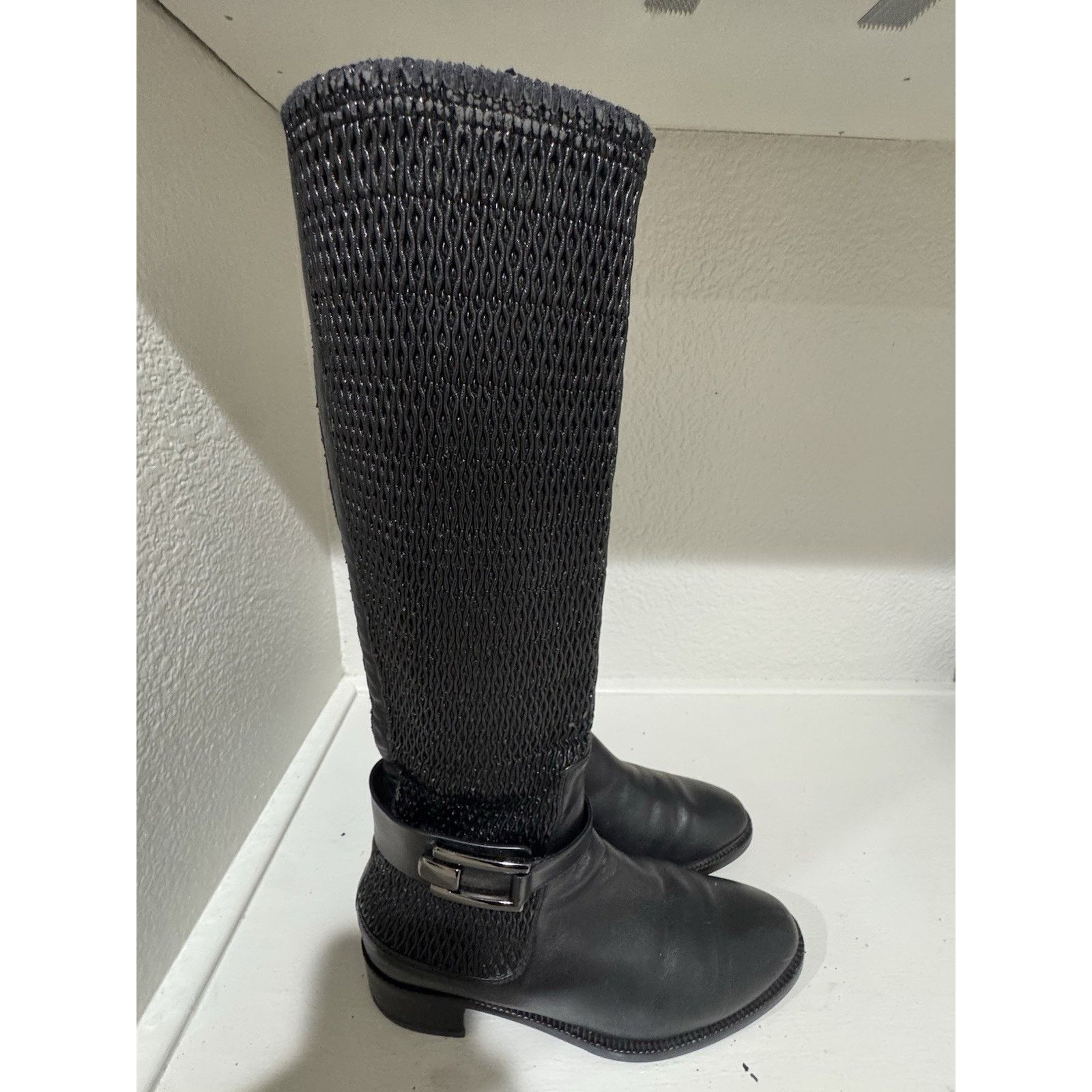 Aquatalia Aquatalia Odilia Womens Waterproof Leather Riding Boot Black Size US 7.5 / IT 37.5 - 2 Thumbnail