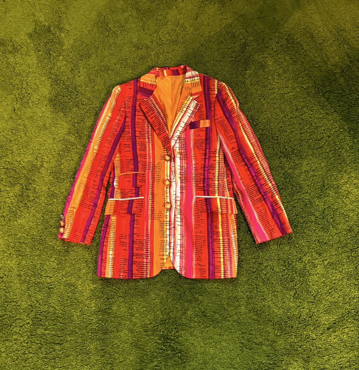 Moschino Moschino 1997 archive vintage recipe striped coloured blazer Size L / US 10 / IT 46 - 14 Thumbnail