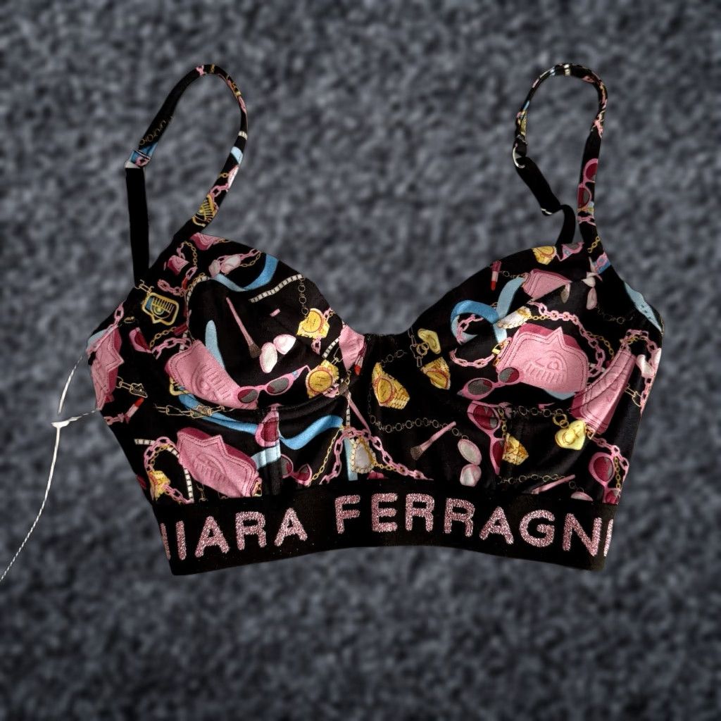 Chiara Ferragni **Chiara Ferragni Bustier Bralette Bra Black Logo Print US 32 XS** User: **Chiara Ferragni Bustier Bralette Bra Black Logo Print Size US 32 XS** Size ONE SIZE - 1 Thumbnail