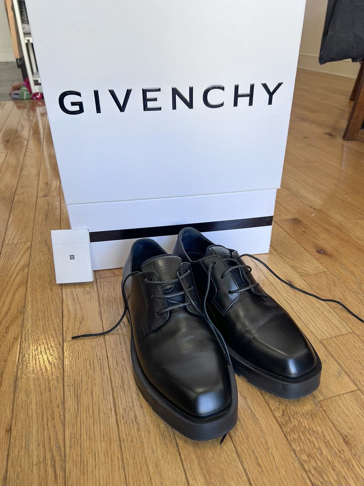 Givenchy Givenchy Black Squared Lace-Up Derbys Size US 8 / EU 41 - 10 Thumbnail
