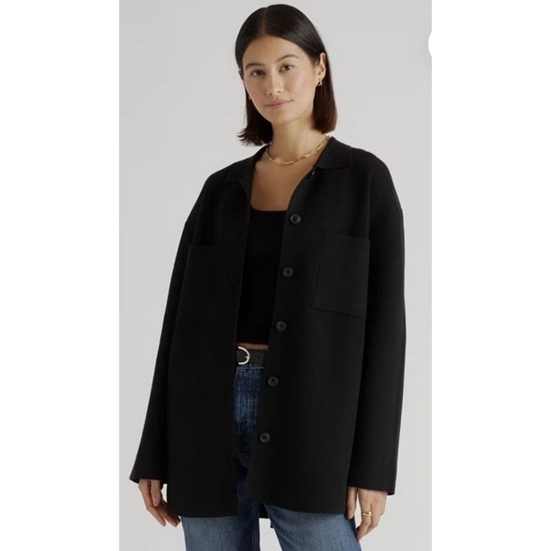 Quince Quince EcoKnit MilanoStitch Oversized Shirt Jacket Black SzM Size M / US 6-8 / IT 42-44 - 1 Thumbnail