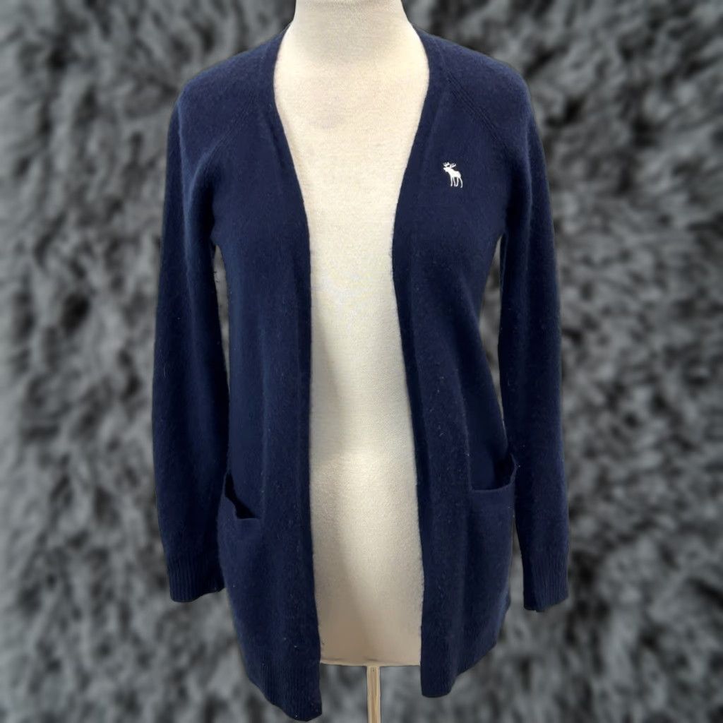 Abercrombie & Fitch Abercrombie & Fitch Cardigan Women’s XS Navy 100% Cashmere Open Front Sweater Long Sleeve Knit Solid Size XS / US 0-2 / IT 36-38 - 1 Thumbnail