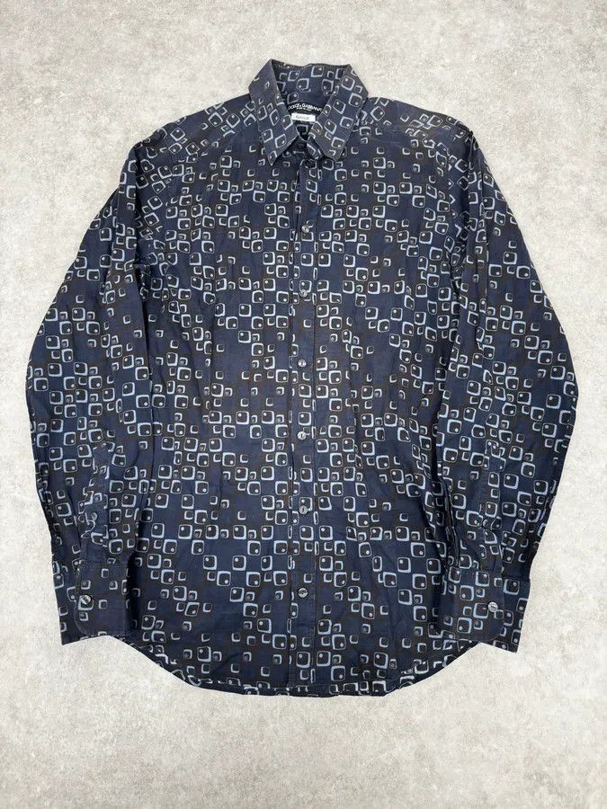 Dolce & Gabbana 2000s Dolce & Gabbana Blue Aqua Pattern Shirt Size US M / EU 48-50 / 2 - 1 Thumbnail