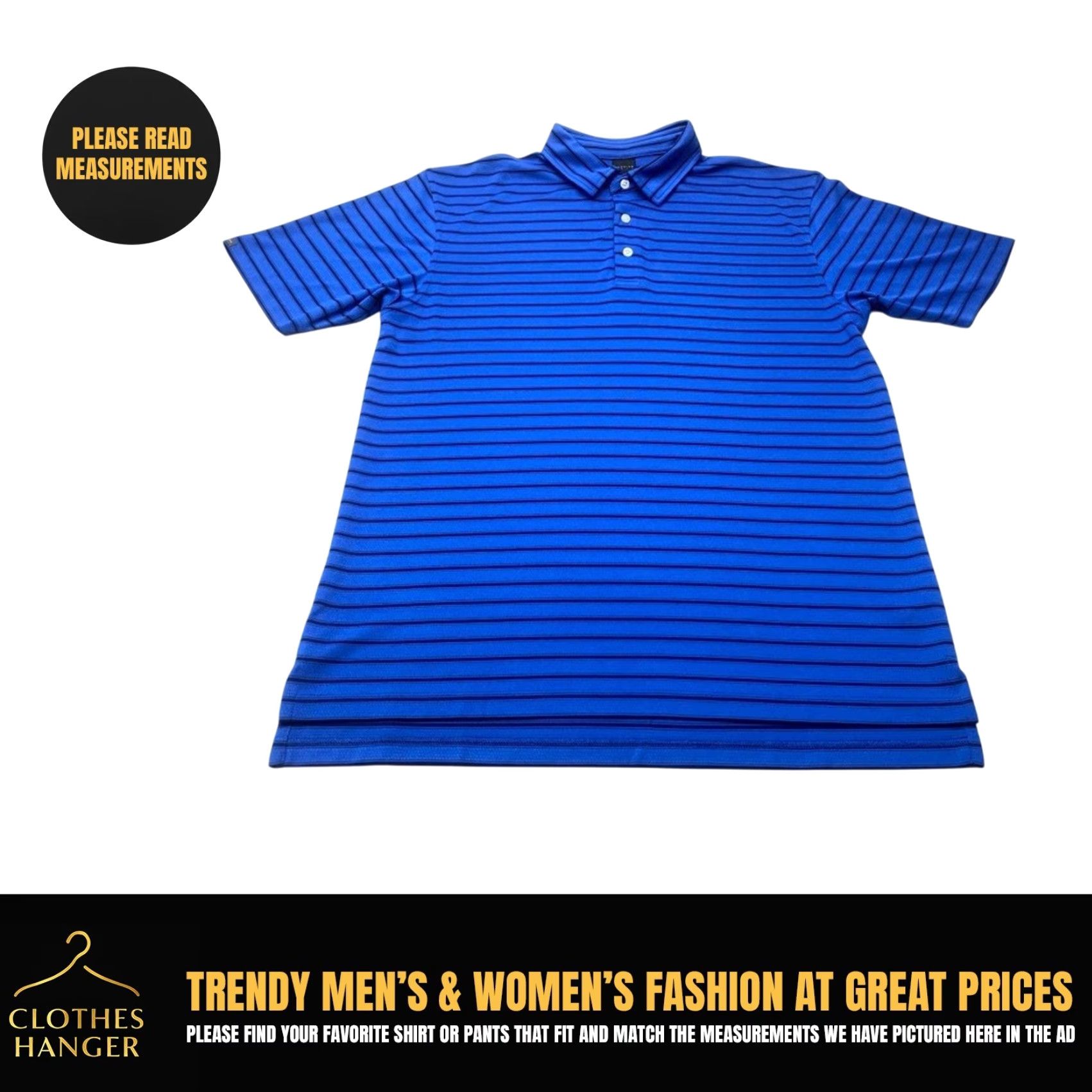 Vintage Dunning Golf Polo Shirt Mens XL Striped Blue Black Short Sleeve Performance 8576 Size US XL / EU 56 / 4 - 2 Thumbnail