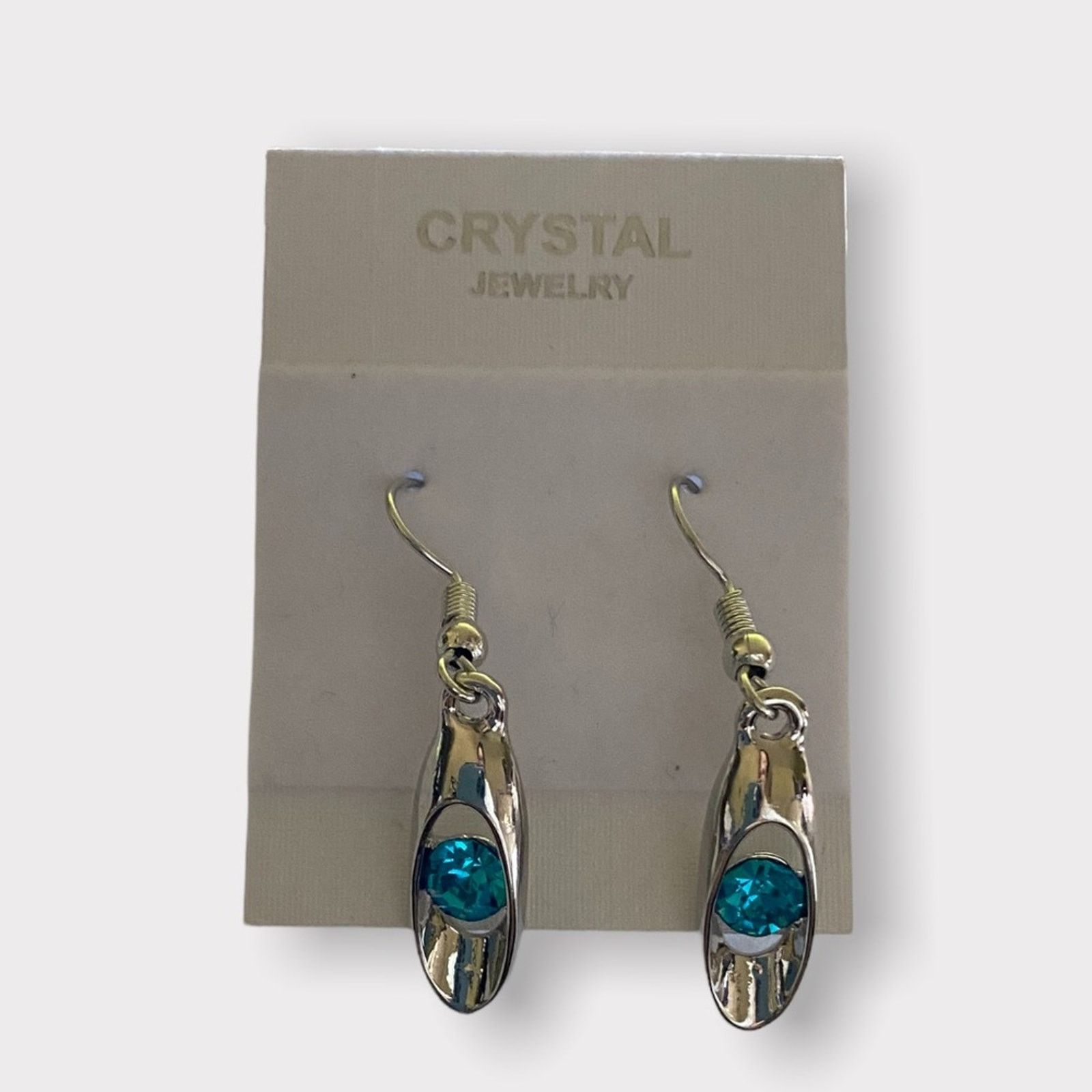 Other Blue Crystal Silver Dangle Hook Earring Size ONE SIZE - 2 Thumbnail