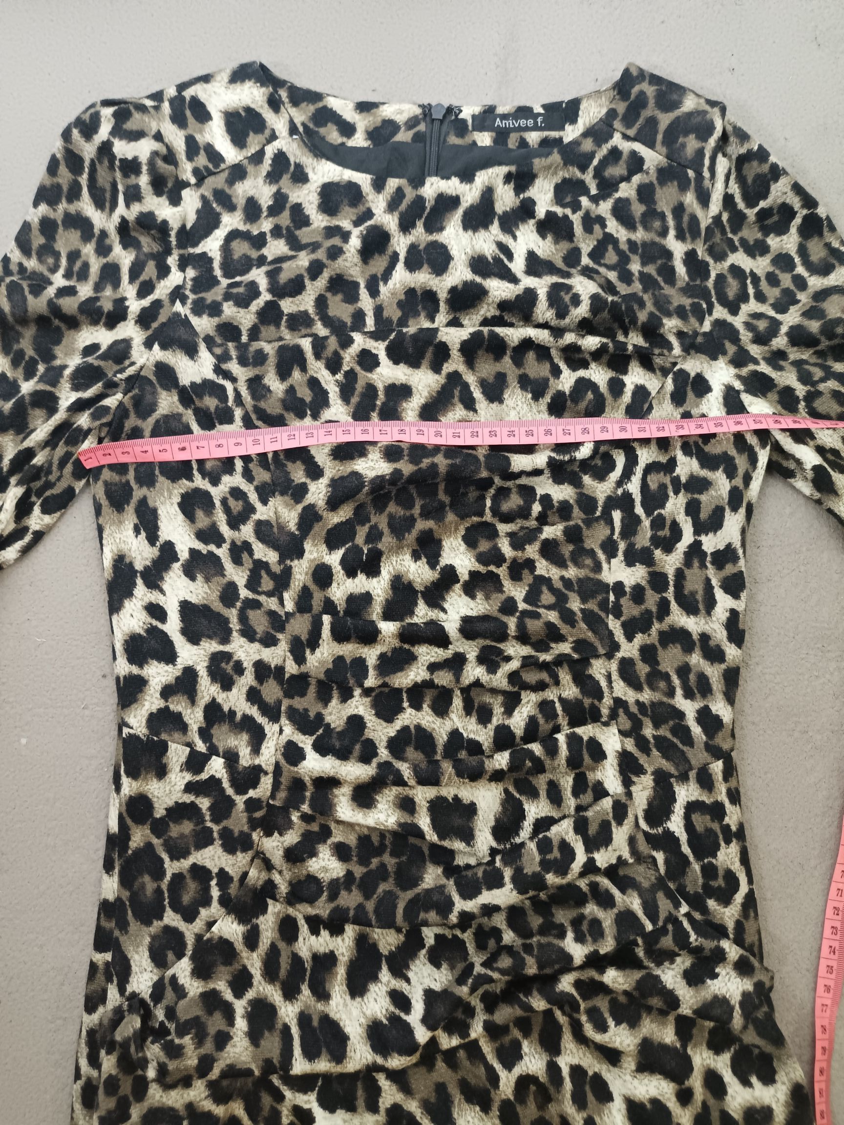 Vintage Anivee f. Women's Dress Leopard Print Back Zipper Bodycon Size S / US 4 / IT 40 - 14 Thumbnail