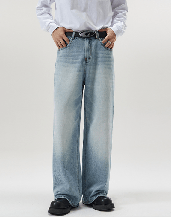Japanese Brand × Jean Light blue washed loose straight-leg wide-leg jeans Size US 32 / EU 48 - 1 Thumbnail