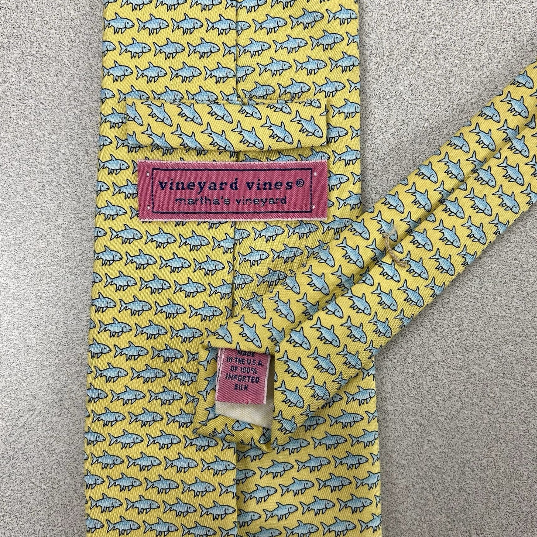 Vineyard Vines Vineyard Vines Bonefish Fish Yellow Necktie 100% Silk Hand Picked Tie Men's 64” Silk Necktie Size ONE SIZE - 4 Thumbnail