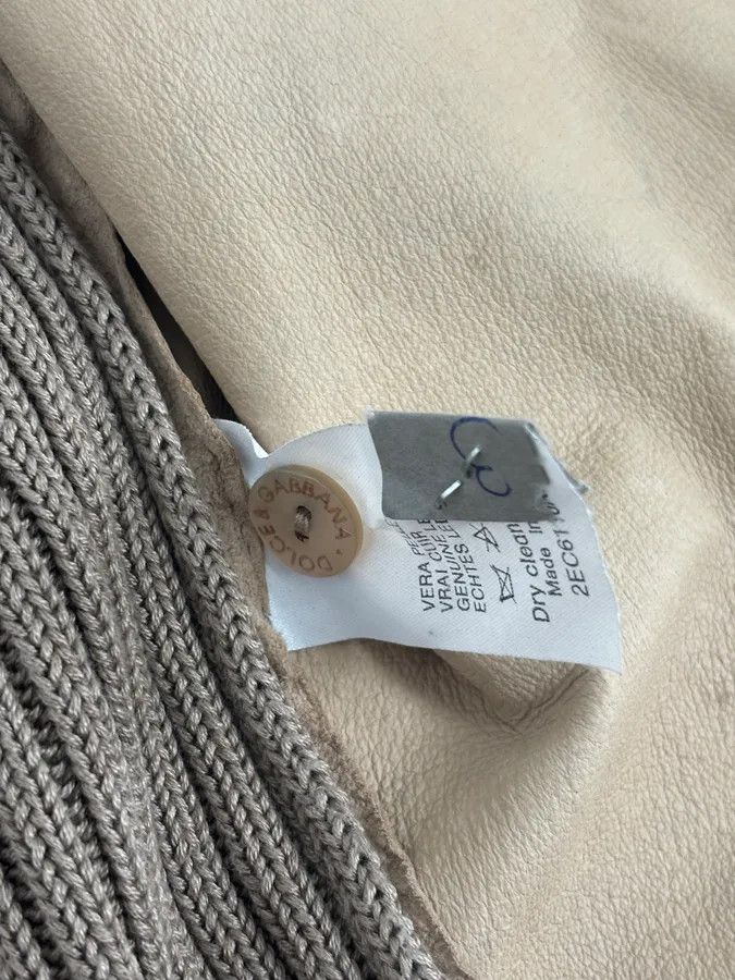 Dolce & Gabbana 1990s Dolce & Gabbana Beige Suede Ribbed Knit Hybrid Cardigan Shirt Size US M / EU 48-50 / 2 - 9 Thumbnail