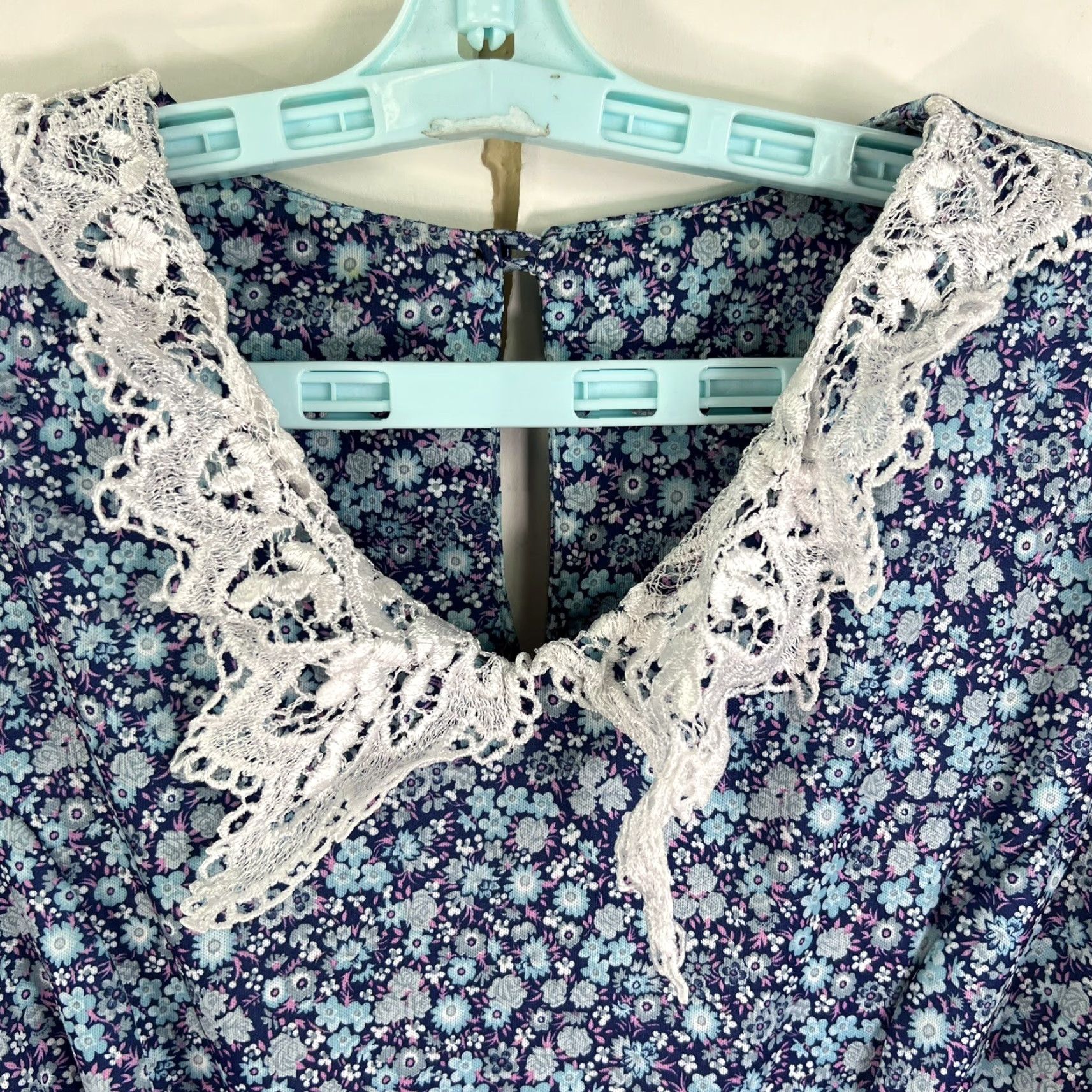 Vintage VINTAGE Whirlaway Drop Waist Floral Pleated Peplum Dress 12P Blue Flutter Size XL / US 12-14 / IT 48-50 - 4 Thumbnail