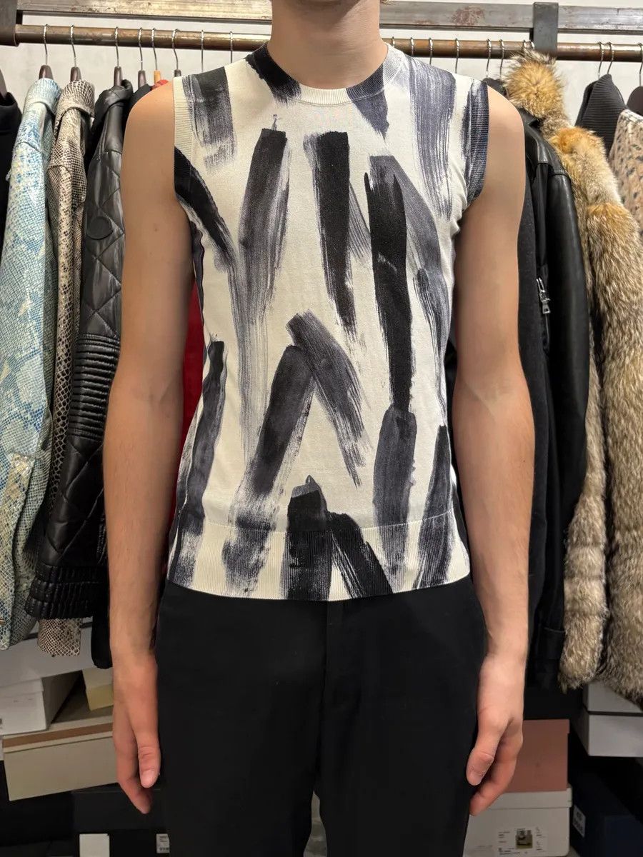 Dolce & Gabbana 2000s Dolce & Gabbana Black Paint Tank Top White Sweater Size US S / EU 44-46 / 1 - 2 Thumbnail