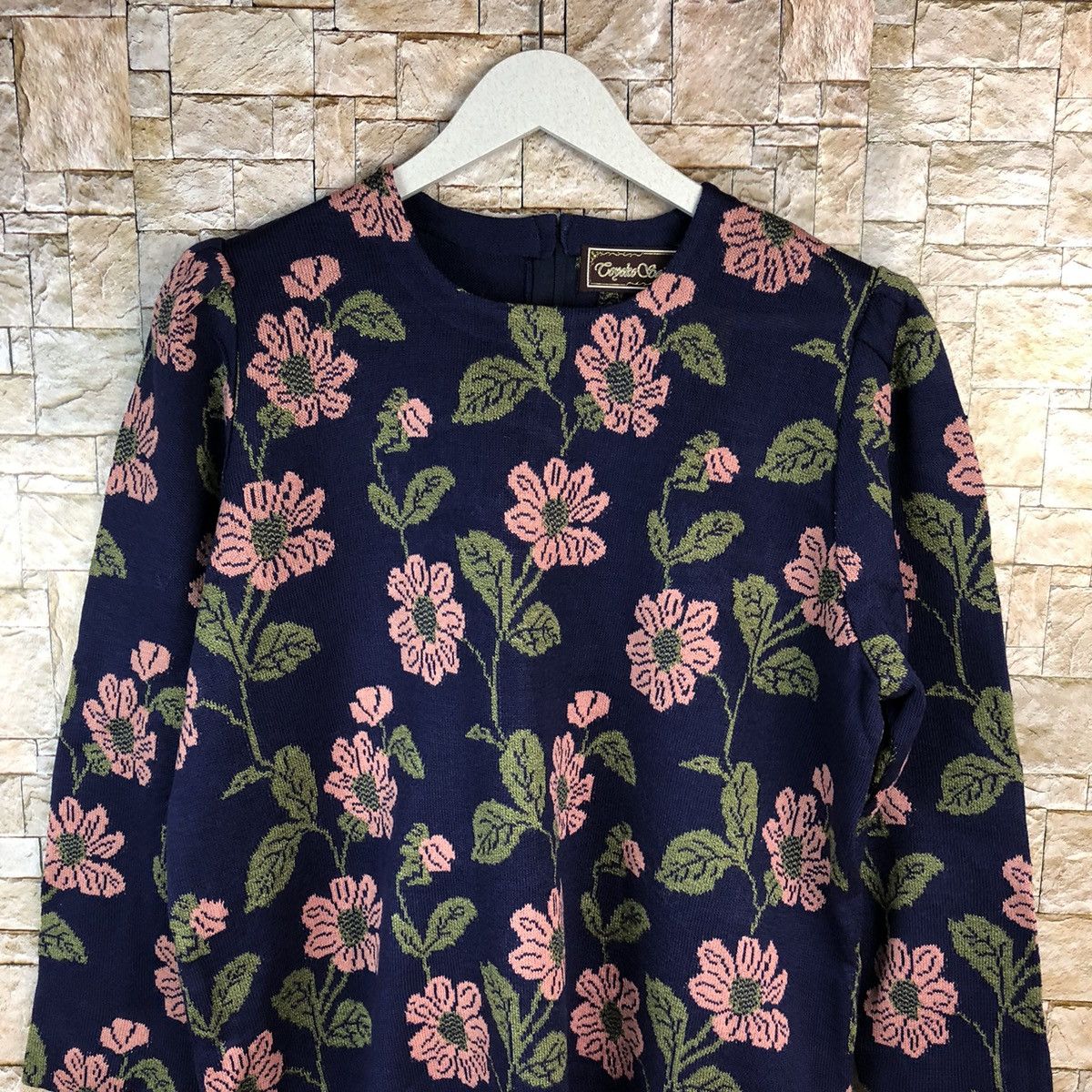 Homespun Knitwear × Japanese Brand × Vintage Coyoko Saito vintage flower Blue Knitwear #A1226 Size M / US 6-8 / IT 42-44 - 5 Thumbnail