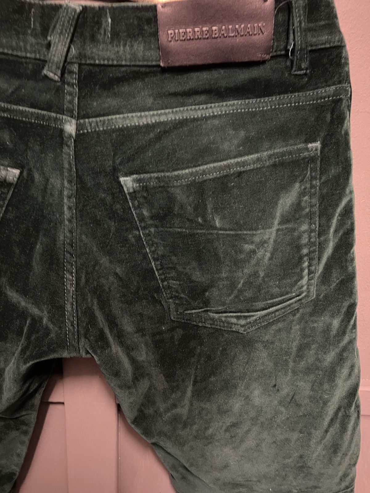 Balmain Balmain forest green velour biker pantalon Size US 32 / EU 48 - 3 Thumbnail