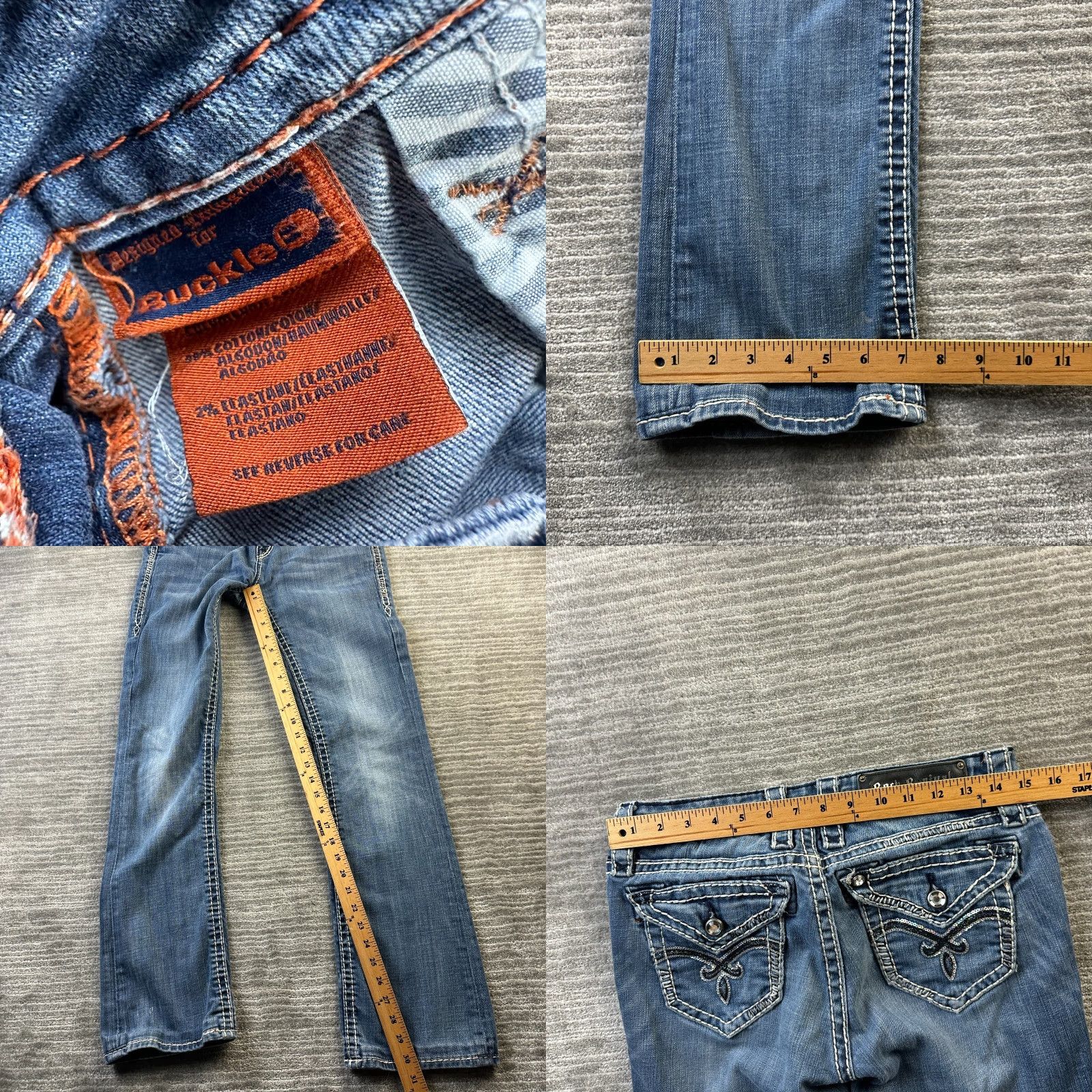 Vintage Rock Revival Jeans Womens 27 Luna Easy Boot Blue Denim Pants Flam Size 27" / US 4 / IT 40 - 8 Thumbnail