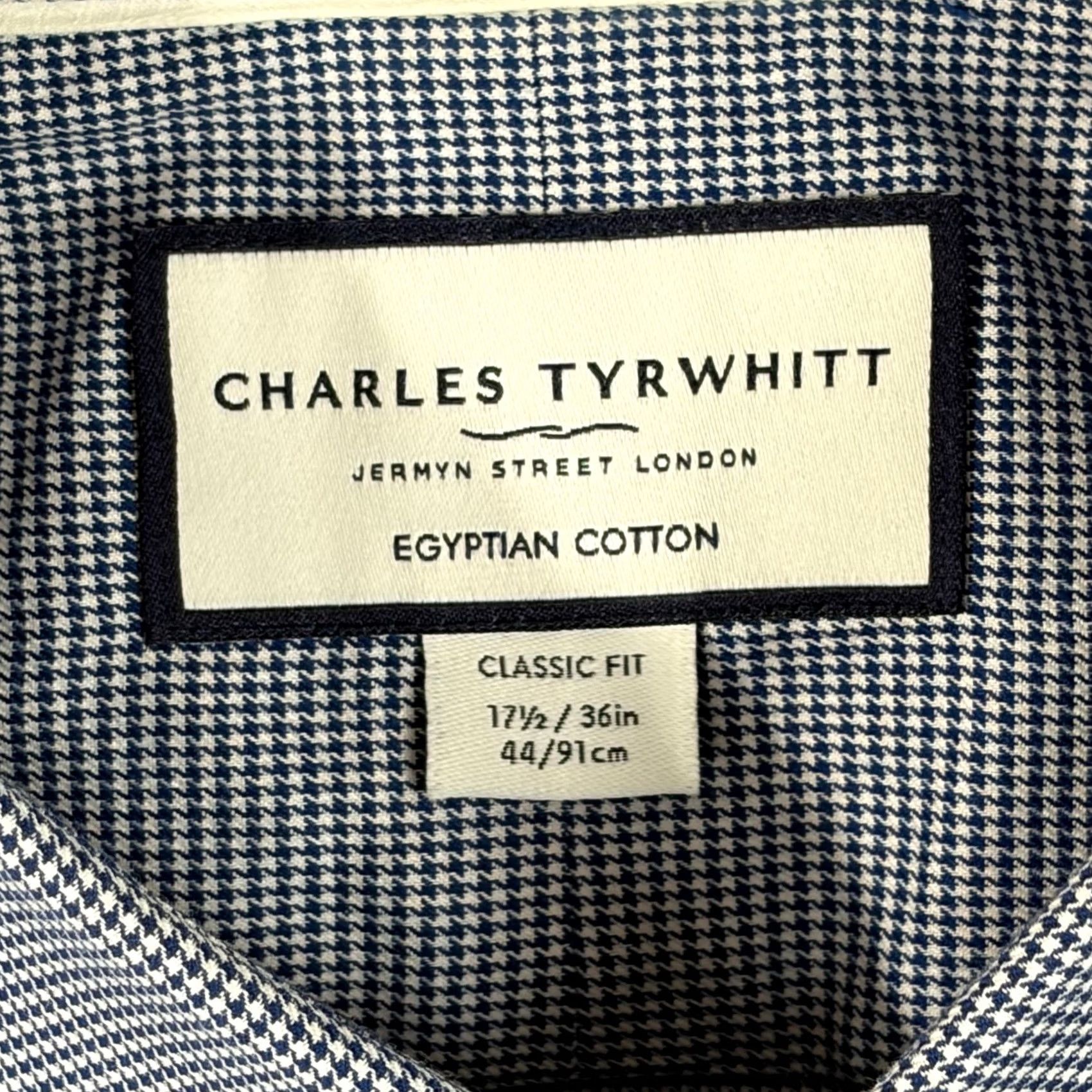 Charles Tyrwhitt Charles Tyrwhitt Dress Shirt Mens 17.5 36 Classic Fit Blue Micro Houndstooth Shirt Men XS S M L XL Size 48R - 3 Thumbnail
