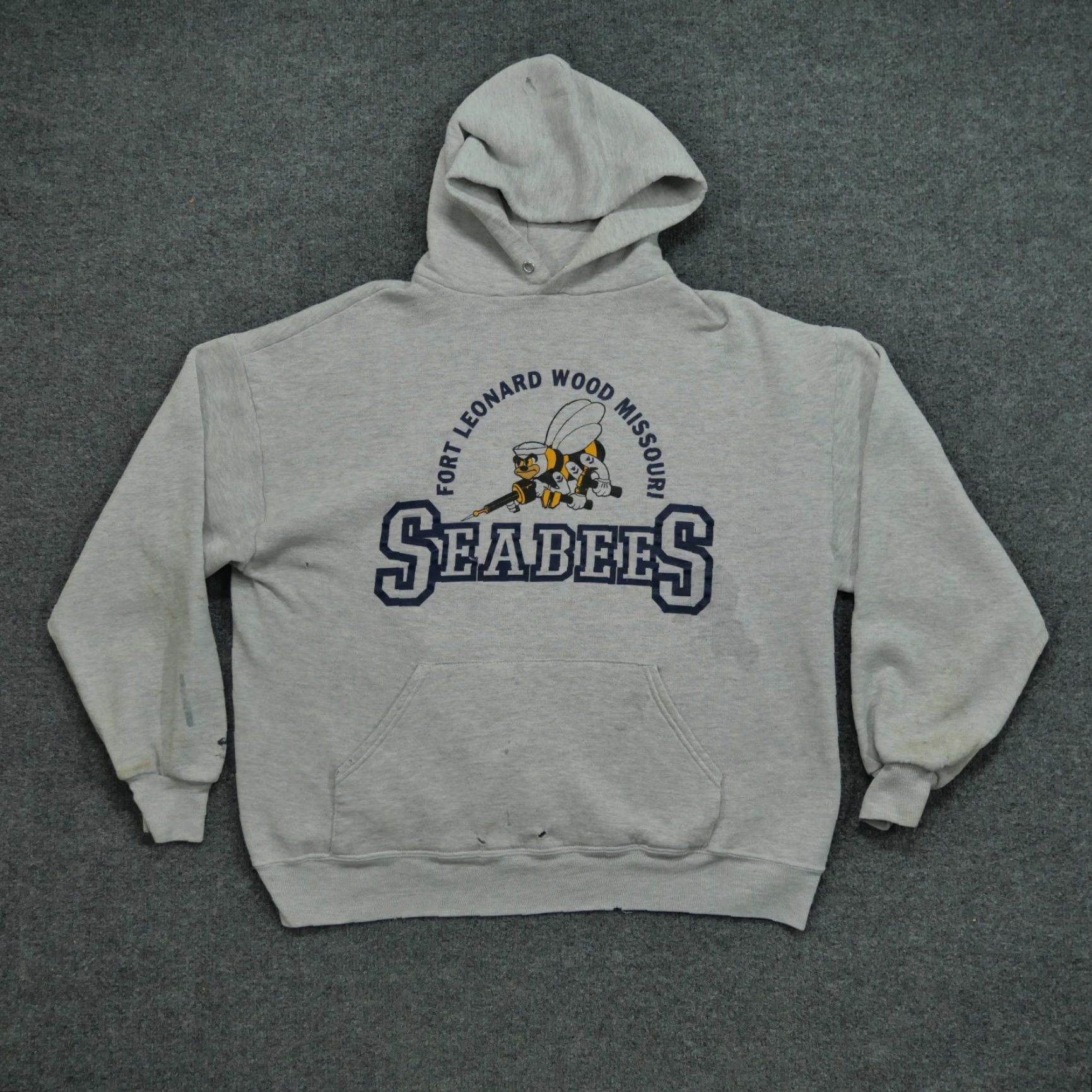 Jerzees VINTAGE Jerzees Hoodie Adult XL Gray 90s Navy US Size US XL / EU 56 / 4 - 2 Thumbnail