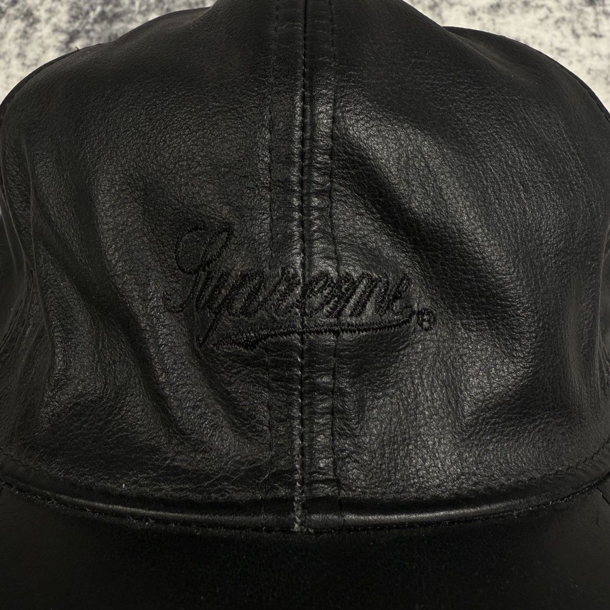 Supreme Supreme FW14 Leather Script Logo 6 Panel ‘Black’ Cap Size ONE SIZE - 2 Thumbnail