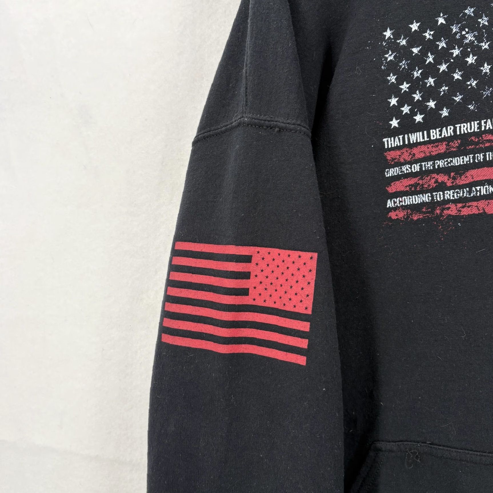 Vintage Grunt Style Hoodie Mens 2XL Black American Flag Oath Graphic Fleece Pullover Size US XXL / EU 58 / 5 - 3 Thumbnail