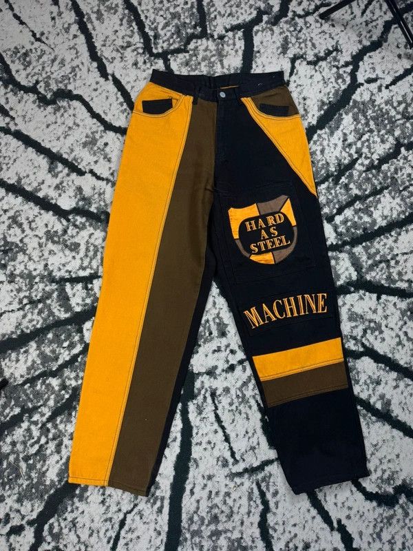 Other Vintage jeans pants Machine black yellow wide 30 34 Size US 30 / EU 46 - 1 Thumbnail