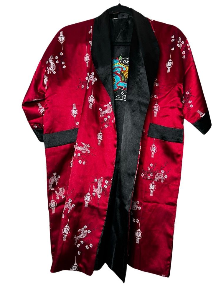 Vintage Vintage Oriental Double Sided Reversible Dragon Kimono Robe Size ONE SIZE - 14 Thumbnail