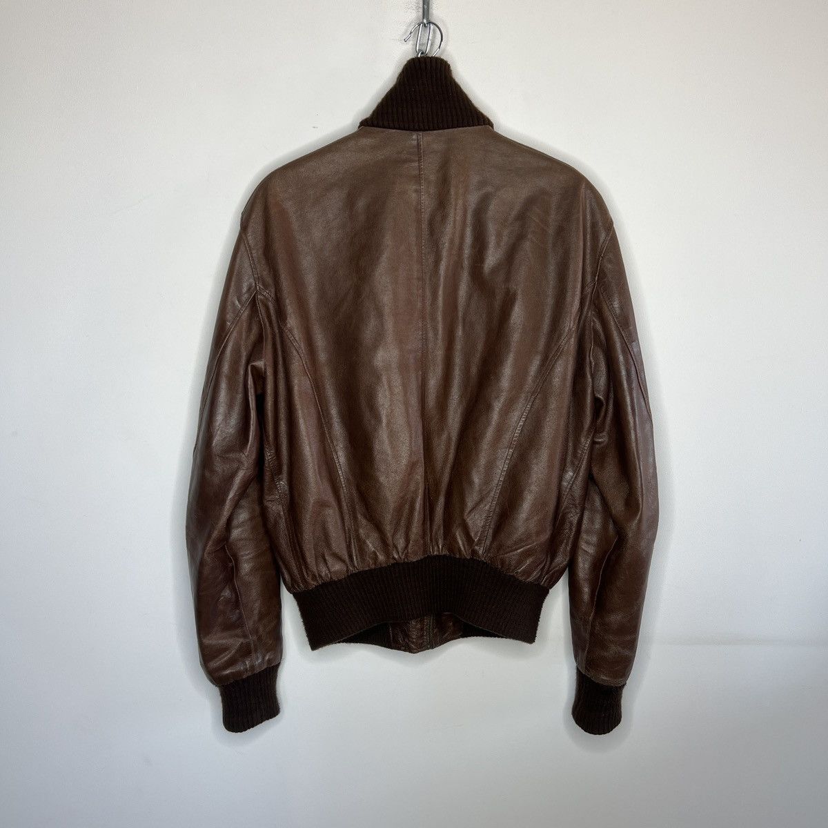 Leather × Vintage VINTAGE 90S GENUINE LEATHER JACKET BOMBER FLIGHT BROWN Size US L / EU 52-54 / 3 - 10 Thumbnail