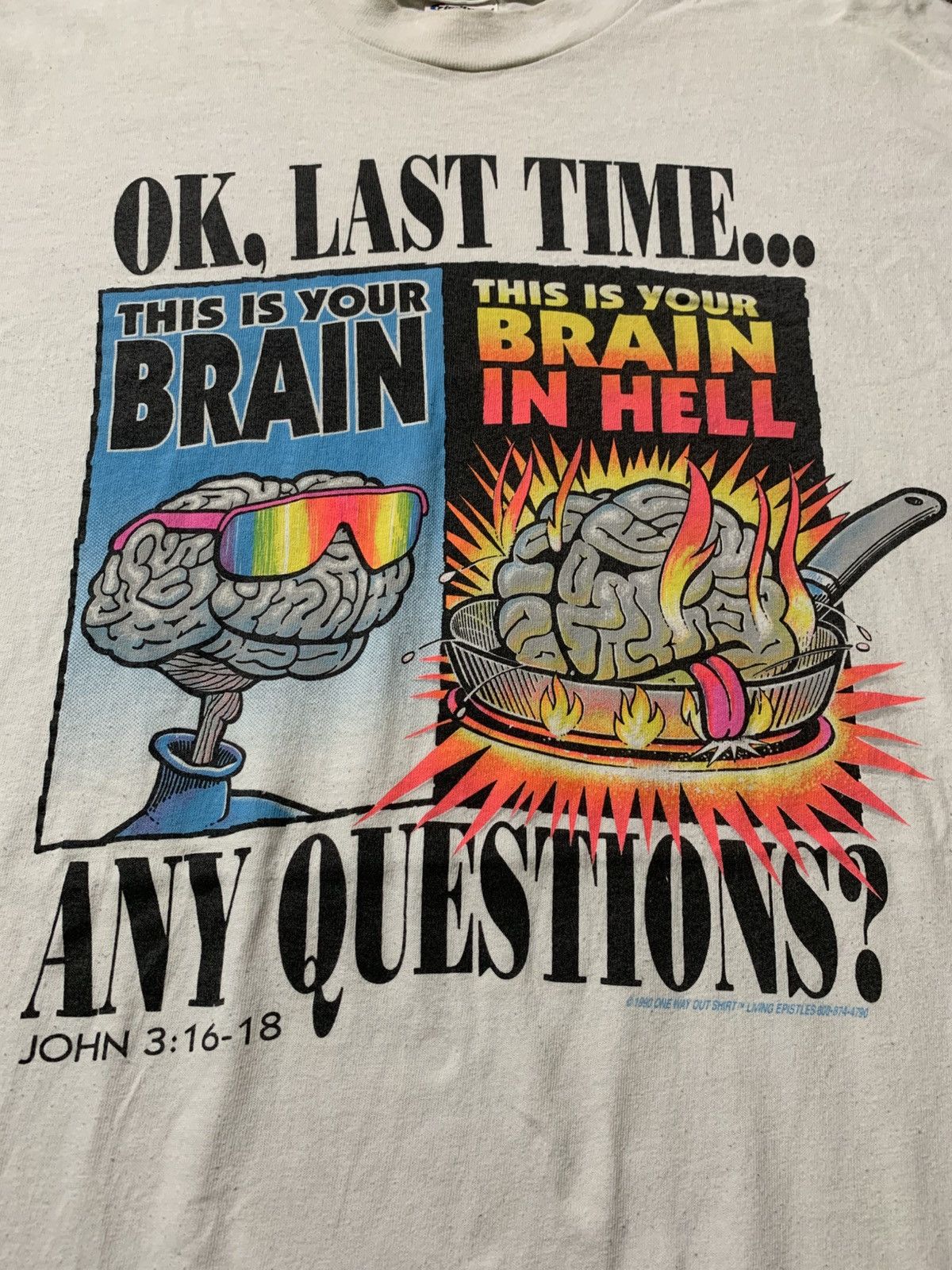 Vintage RARE Vintage Jesus Tee Brain “Living Epistles” 1990 Size US XL / EU 56 / 4 - 3 Thumbnail