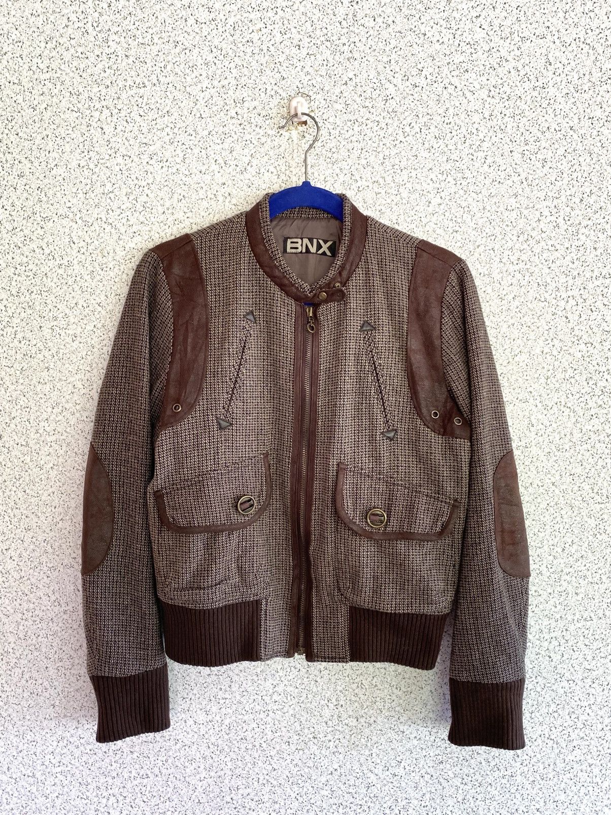 Japanese Brand BNX Brown Tweed Leather Trim Jacket – Gorpcore / VTG 90 Euro Size S / US 4 / IT 40 - 1 Thumbnail