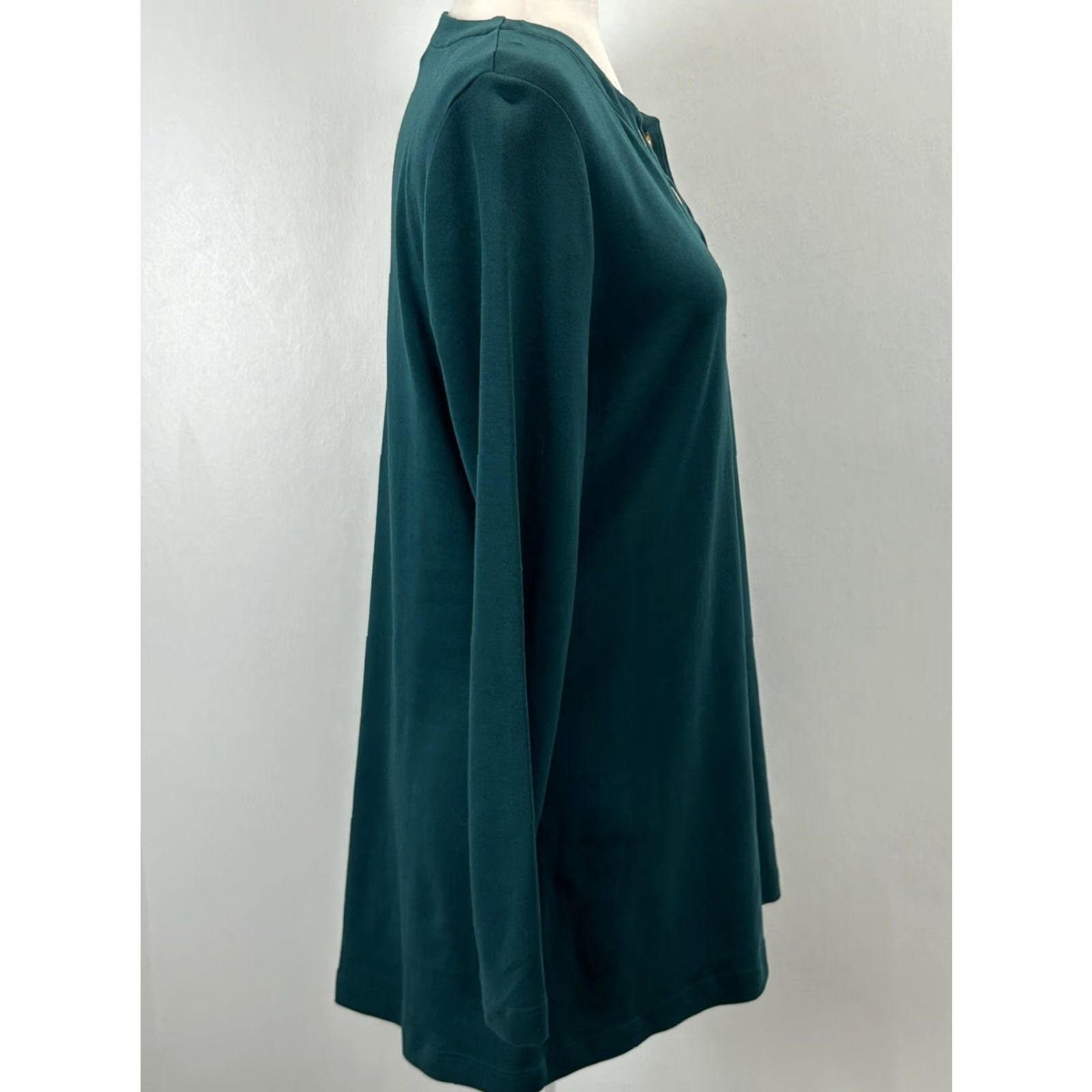 Vintage Chicos Pima Grommet Tunic Top Shirt Sz 1 US Medium Green Womens Shirt Tunic V-Neck Long Sleeve Cotton Size M / US 6-8 / IT 42-44 - 4 Thumbnail