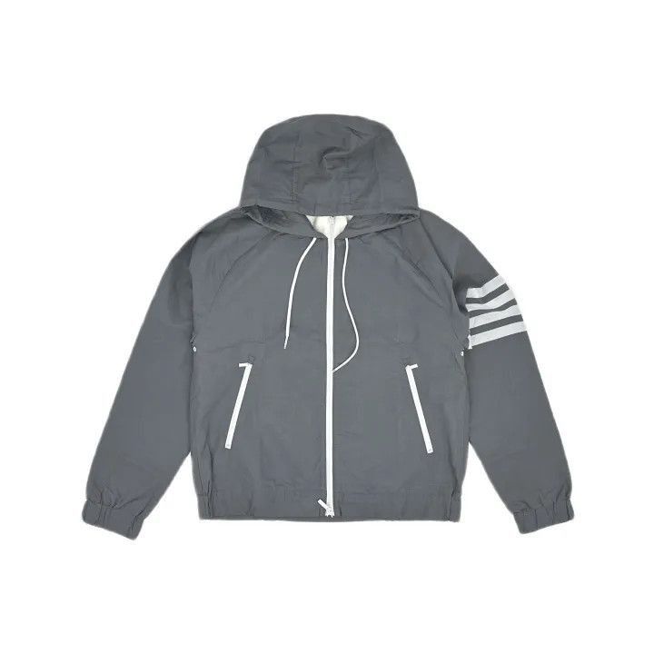Thom Browne Thom Browne Gray Striped Zip-Up Hooded Jacket -2507 Size US S / EU 44-46 / 1 - 8 Thumbnail
