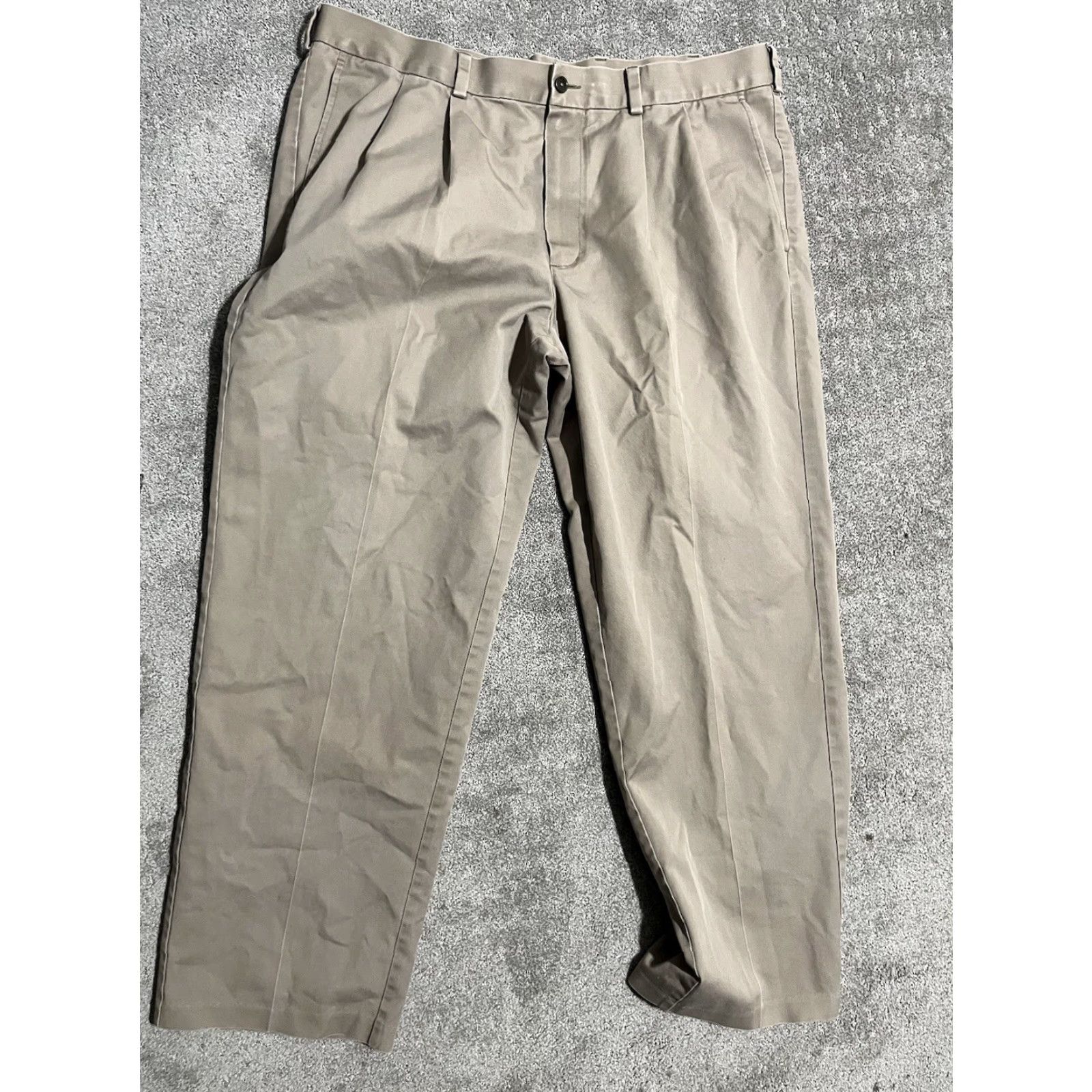 Nordstrom VINTAGE John W. Nordstrom Pleated Pants Size 40x31 Khaki Beige Cotton Polyester Tech-Smart Men Pants 40 Regular Inseam 31 Mens Size US 40 / EU 56 - 3 Thumbnail
