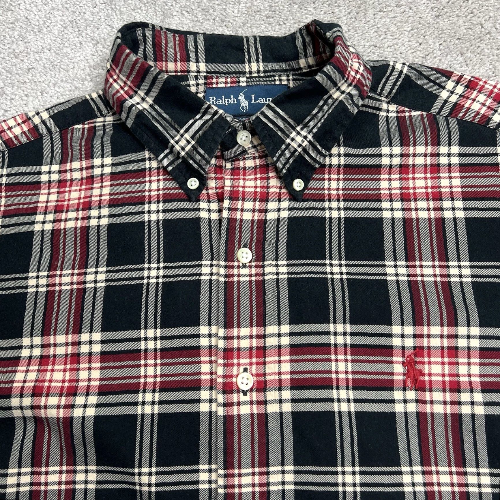 Polo Ralph Lauren VINTAGE Polo Ralph Lauren Flannel Shirt Mens XL Button-Down Black Red Plaid Pony Classic Fit Mens XL Black Black Red Plaid Polo Ralph Lauren Shirt Size US XL / EU 56 / 4 - 3 Thumbnail