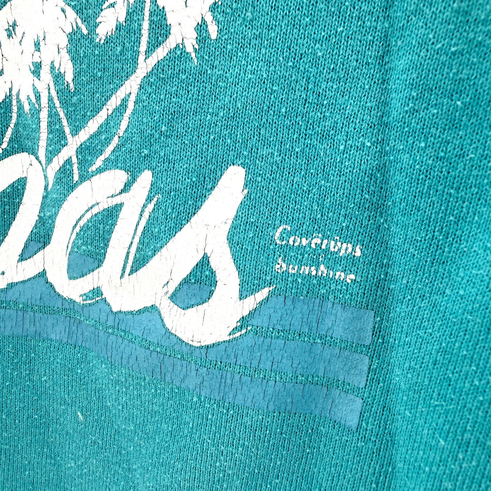 Jerzees Vintage 90s Teal Graphic Nassau Sunset Raglan Sweatshirt Size M / US 6-8 / IT 42-44 - 4 Thumbnail