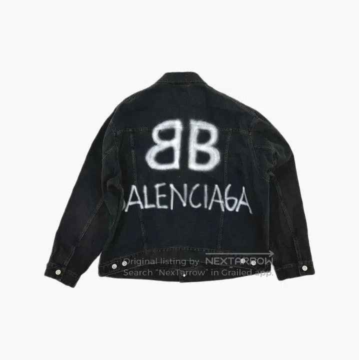 Balenciaga Balenciaga Black Spray Logo Denim Jacket. Size US S / EU 44-46 / 1 - 2 Thumbnail