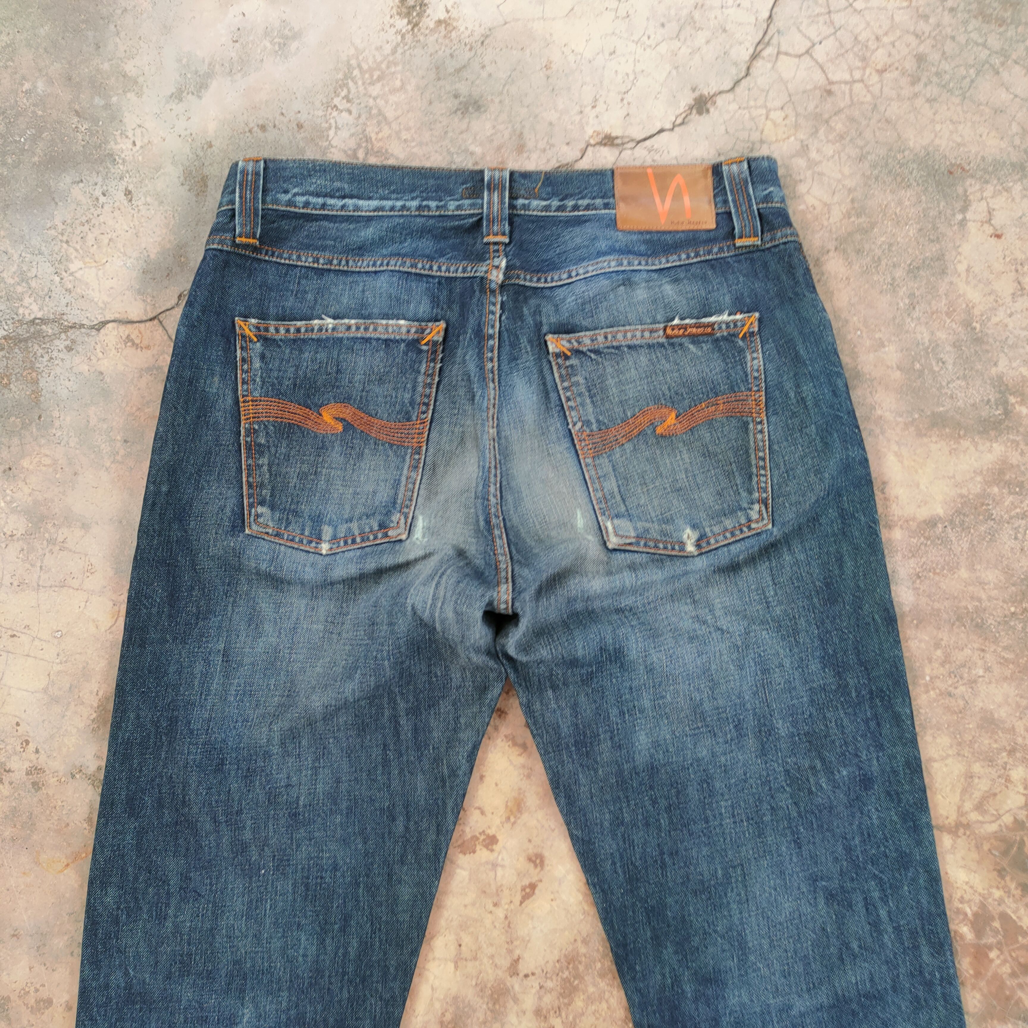 Nudie Jeans W33 VINTAGE NUDIES BUTTONFLY FADED DISTRESSED JEANS PANTS Size US 33 - 9 Thumbnail