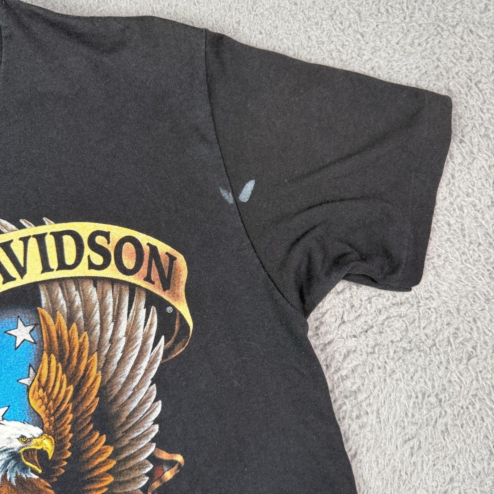 Harley Davidson Vintage 90s Harley-Davidson 3D Emblem Eagle Flag T-shirt M Size US M / EU 48-50 / 2 - 5 Thumbnail