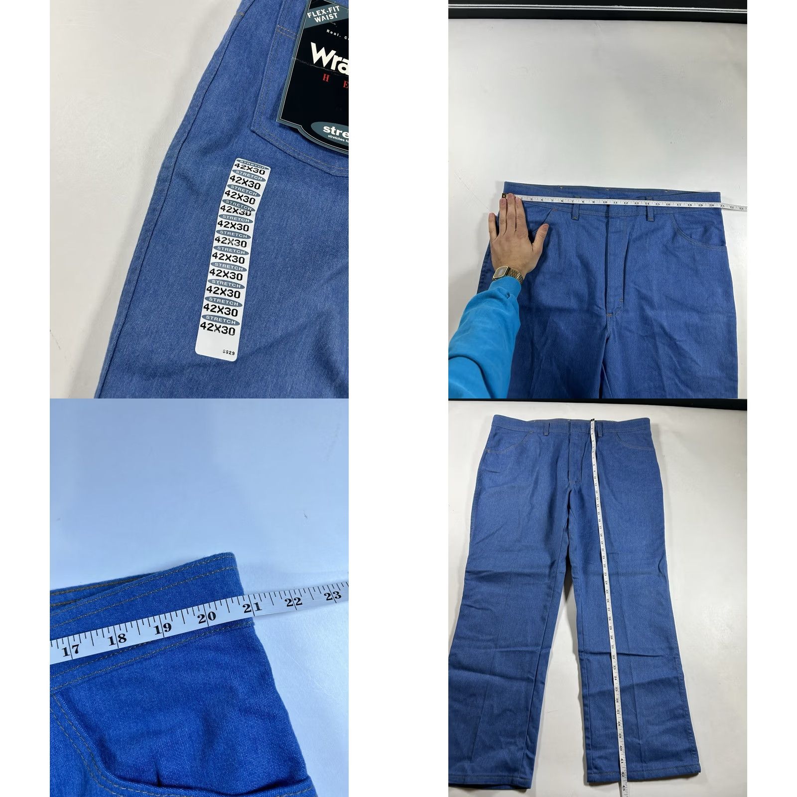 Wrangler VINTAGE Wrangler Jeans Mens 42x30 Wrangler Hero Stretch Flex-Fit Waist Denim Blue Cowboy 90s Size US 42 / EU 58 - 9 Thumbnail