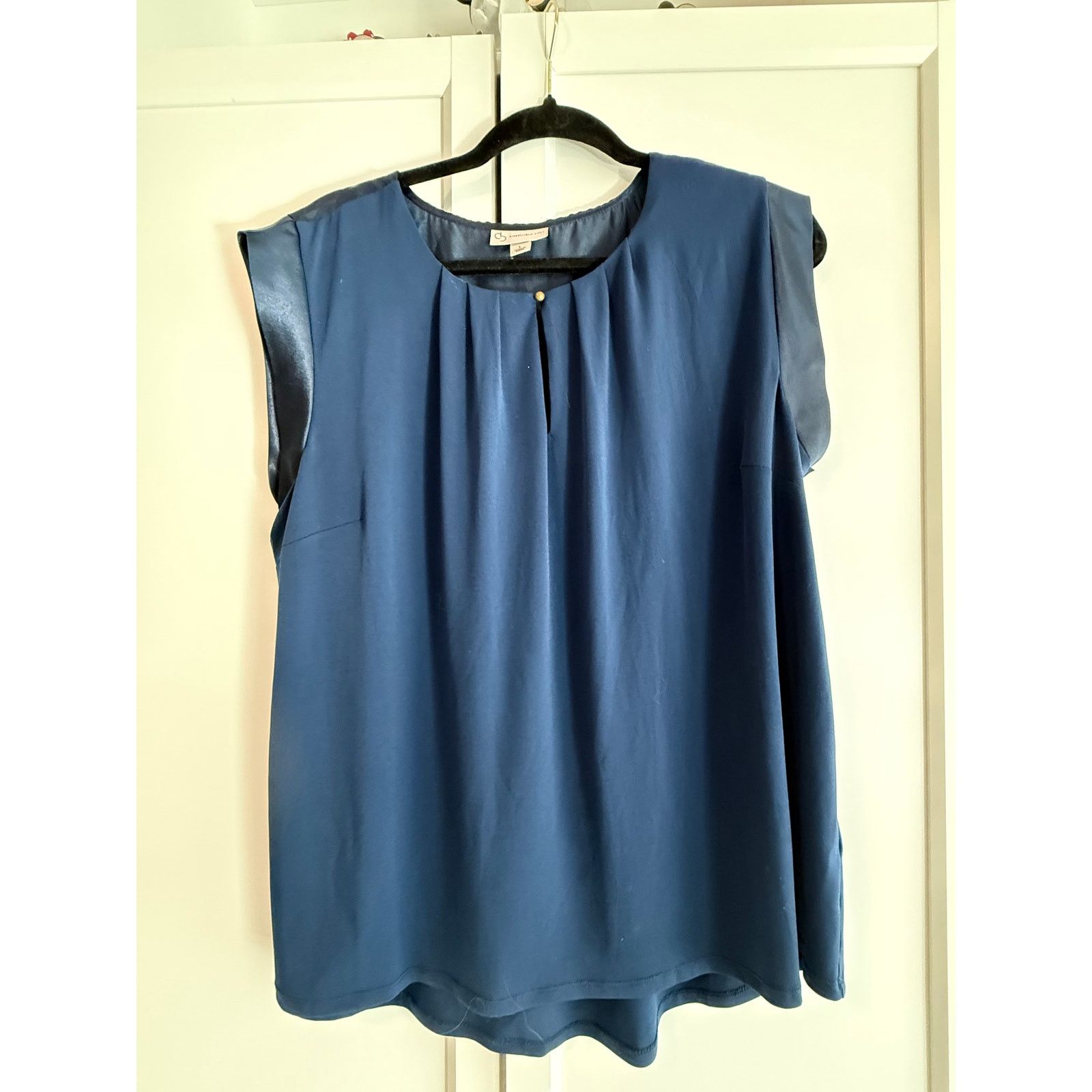 Other Dressbarn Blue Pleated Blouse Women Sleeveless L - A020 Size L / US 10 / IT 46 - 3 Thumbnail