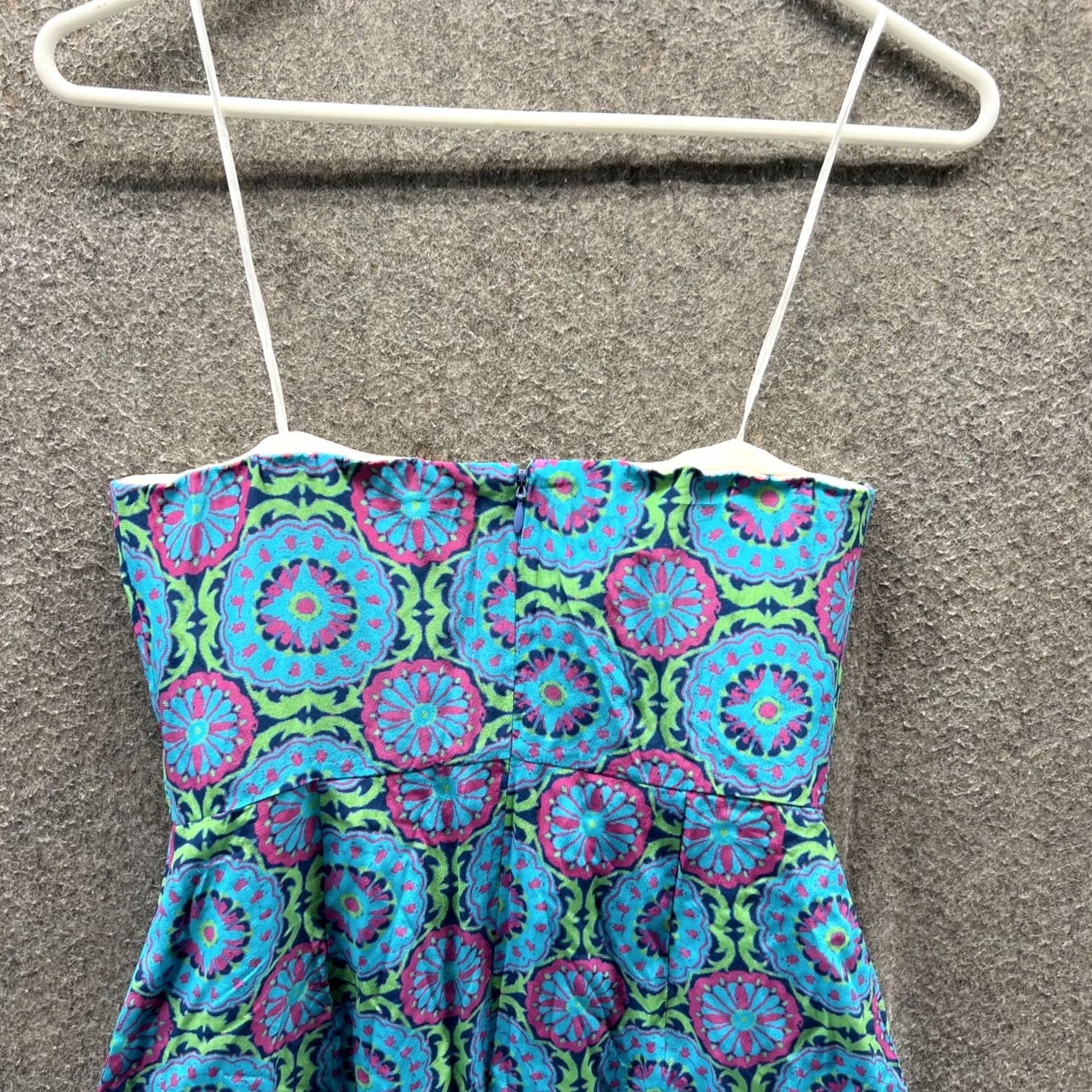 Vintage Lauren Gold Dress Womens 2 Blue Geometric Strapless Sweetheart Mini Sundress Size XS / US 0-2 / IT 36-38 - 7 Thumbnail