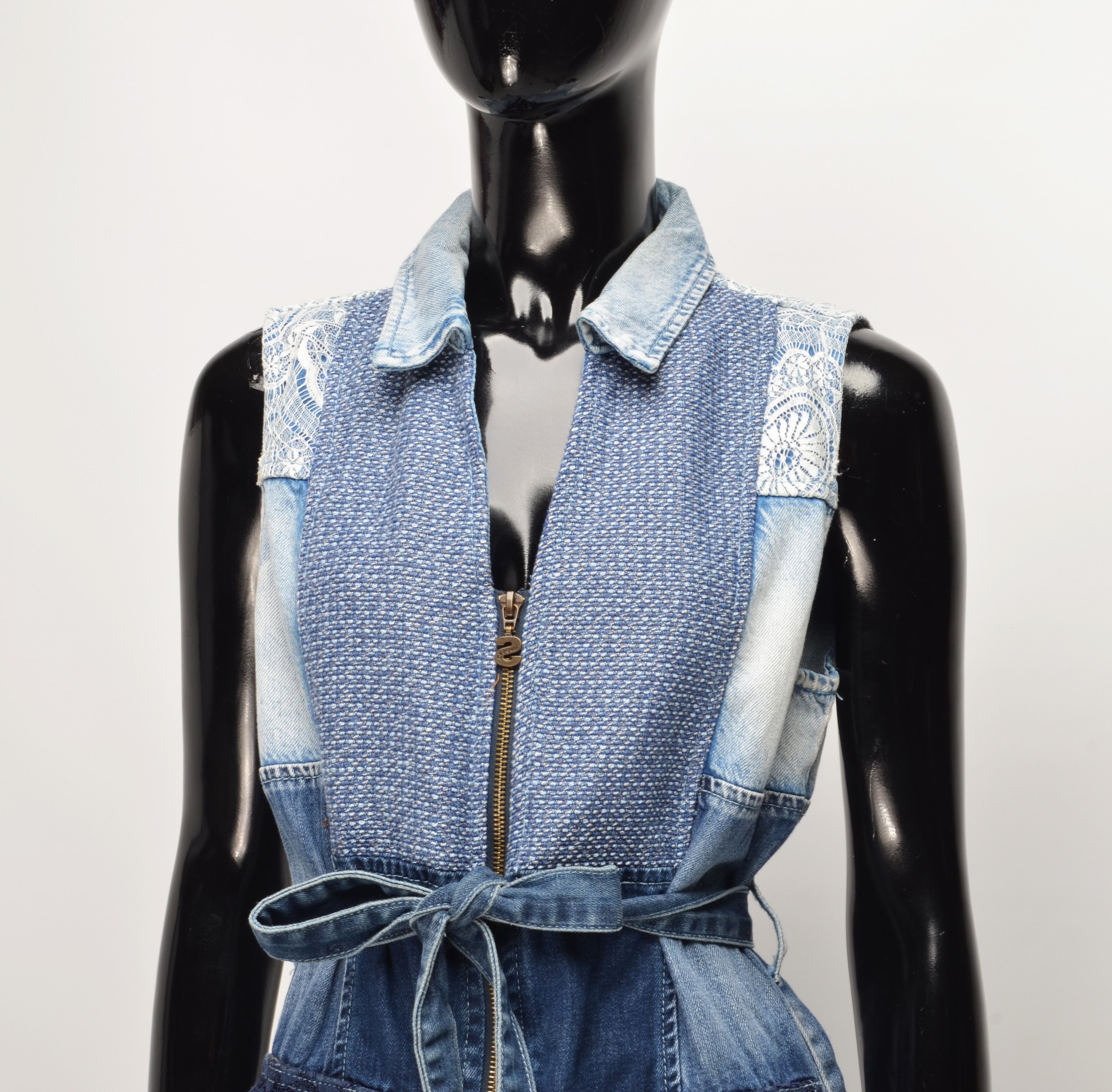 Desigual Vintage Desigual Denim Patchwork Mini Dress Size S / US 4 / IT 40 - 2 Thumbnail