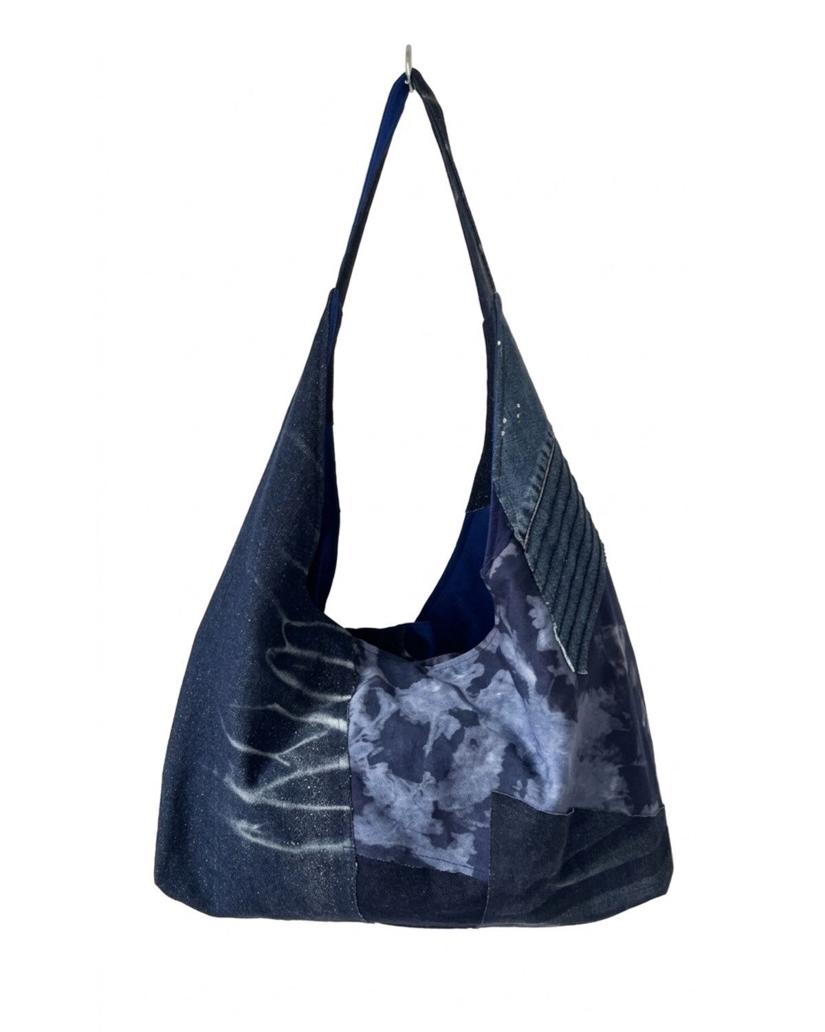 Handmade Handcrafted oversized messenger bag made from reworked denim Size ONE SIZE - 2 Thumbnail