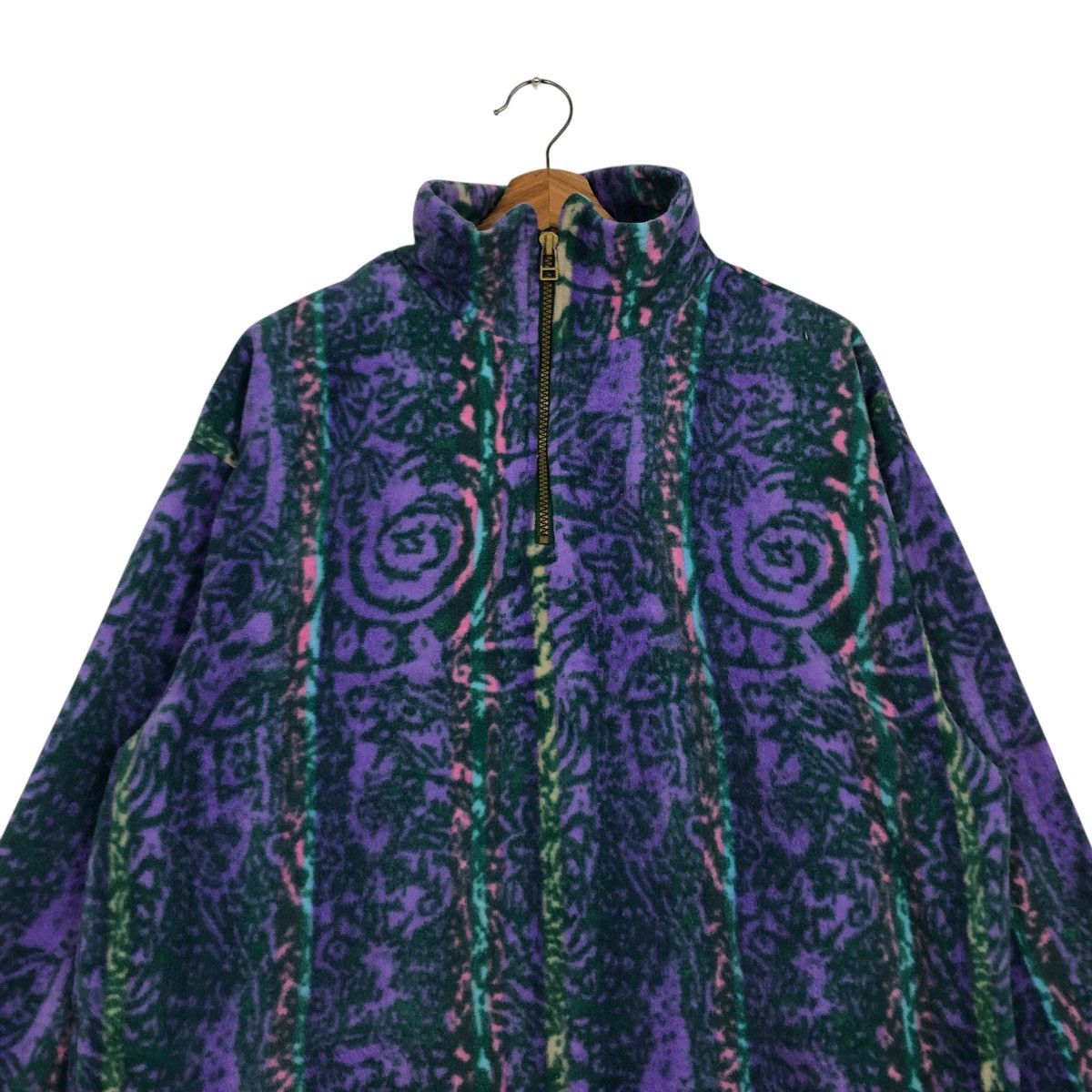 Japanese Brand 🔥VINTAGE HALF ZIPPER FLEECE JACKET NAVAJO RESEEDA Size US L / EU 52-54 / 3 - 5 Thumbnail