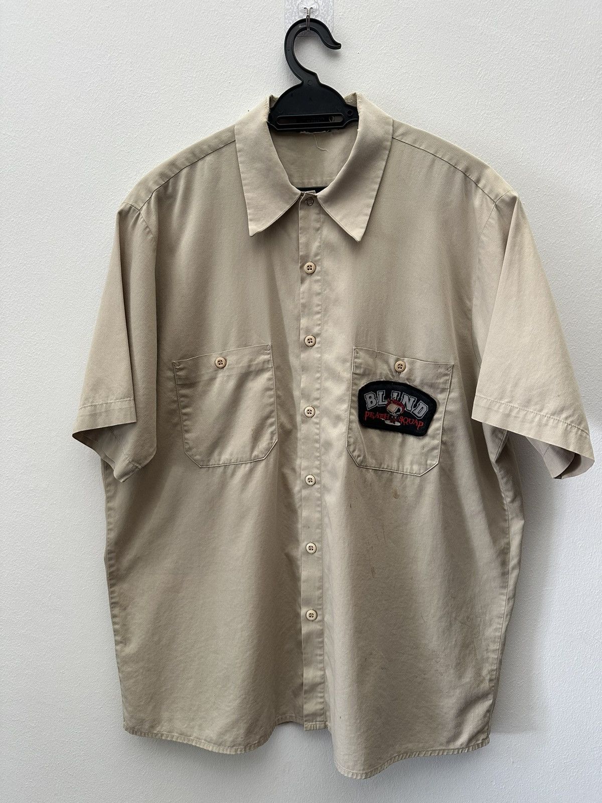 image of Hard To Find Vintage Blind Skateboards Workshirt in Brown Nude, Men's (Size XL)