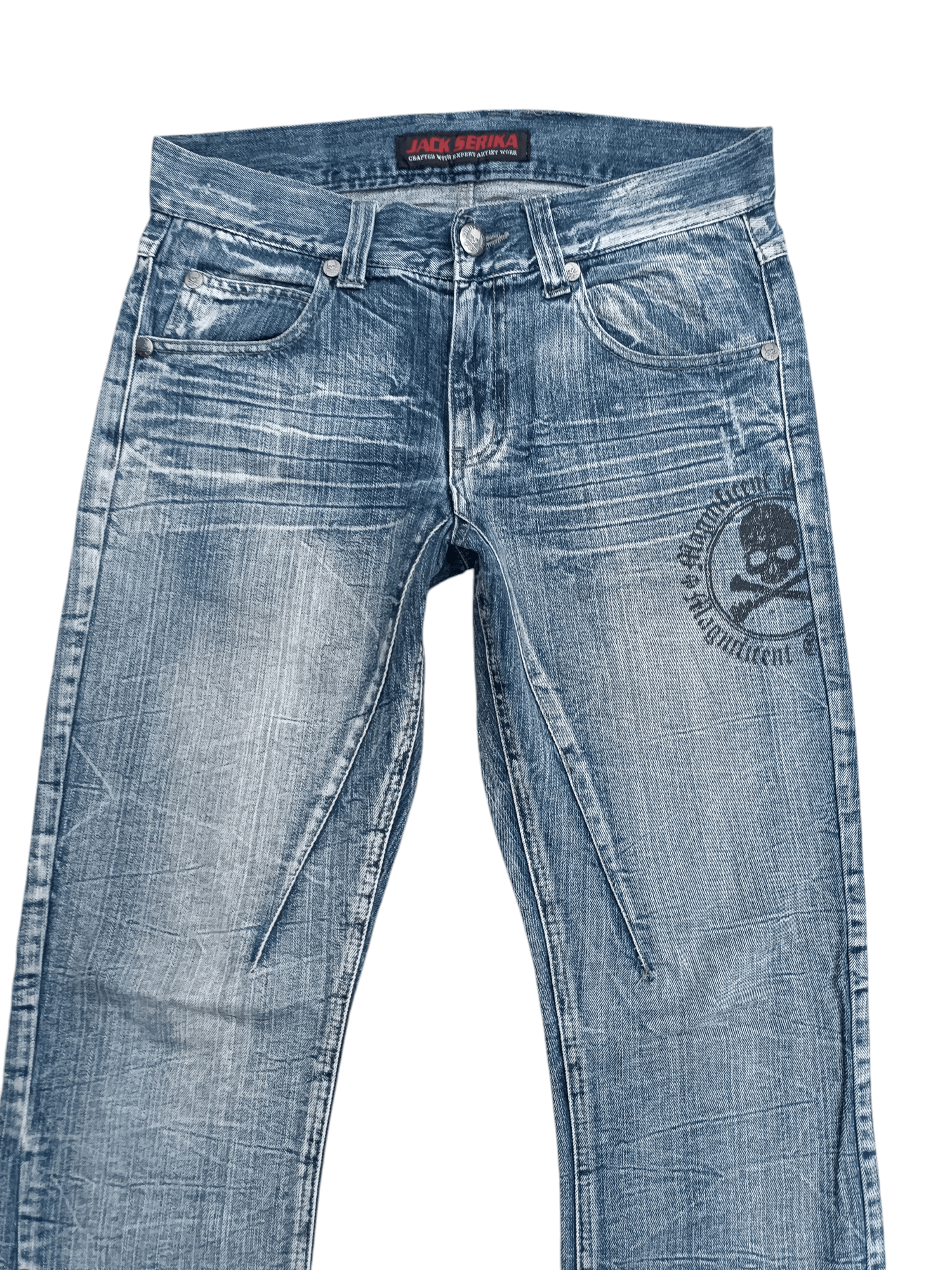 Seditionaries 🔥 Vintage Flare JACK SERIKA Seditionaries Skulls Jeans Size US 32 / EU 48 - 13 Thumbnail