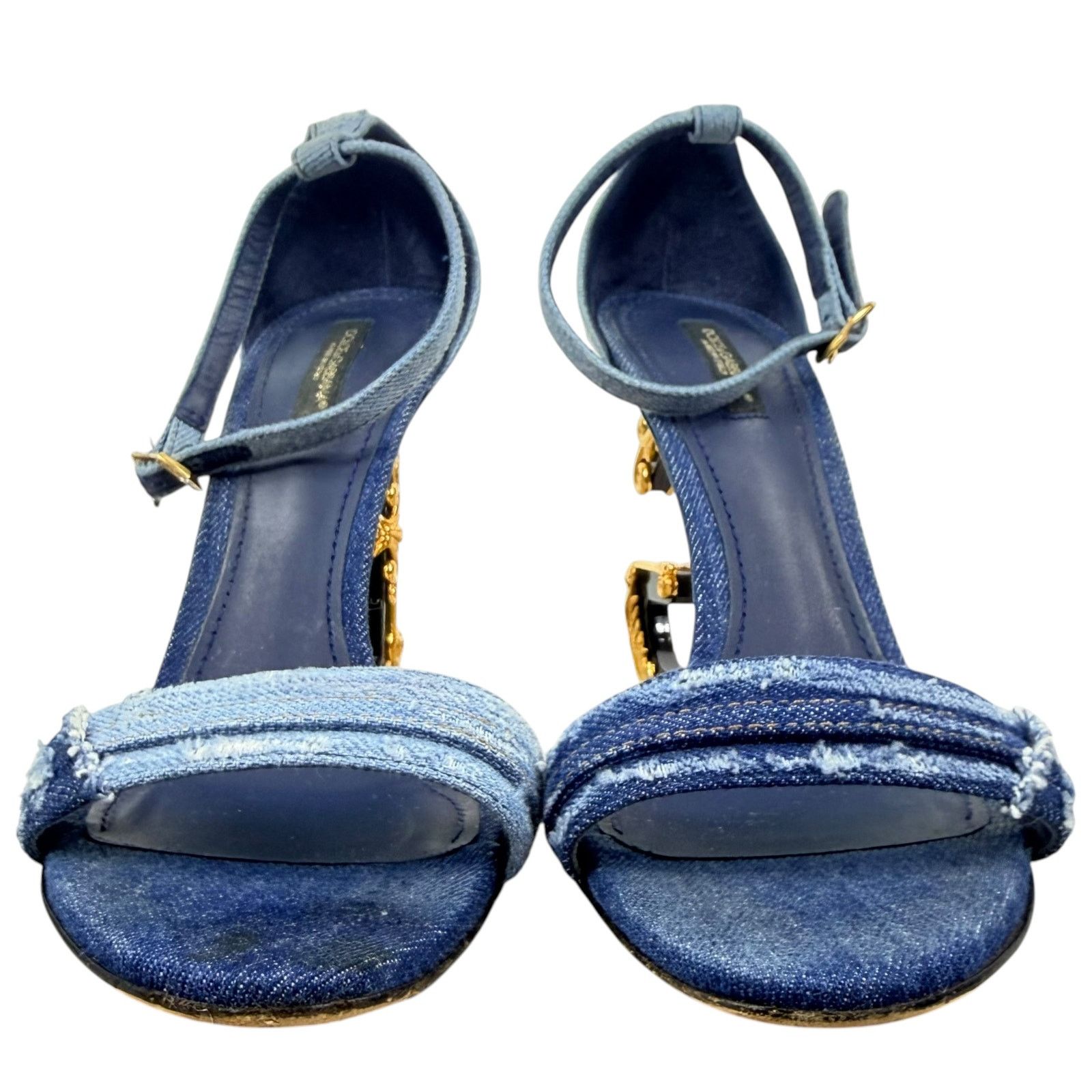 Dolce & Gabbana Dolce & Gabbana Patchwork Denim DG Heel Sandals Blue Size 40 Size US 10 / IT 40 - 4 Thumbnail